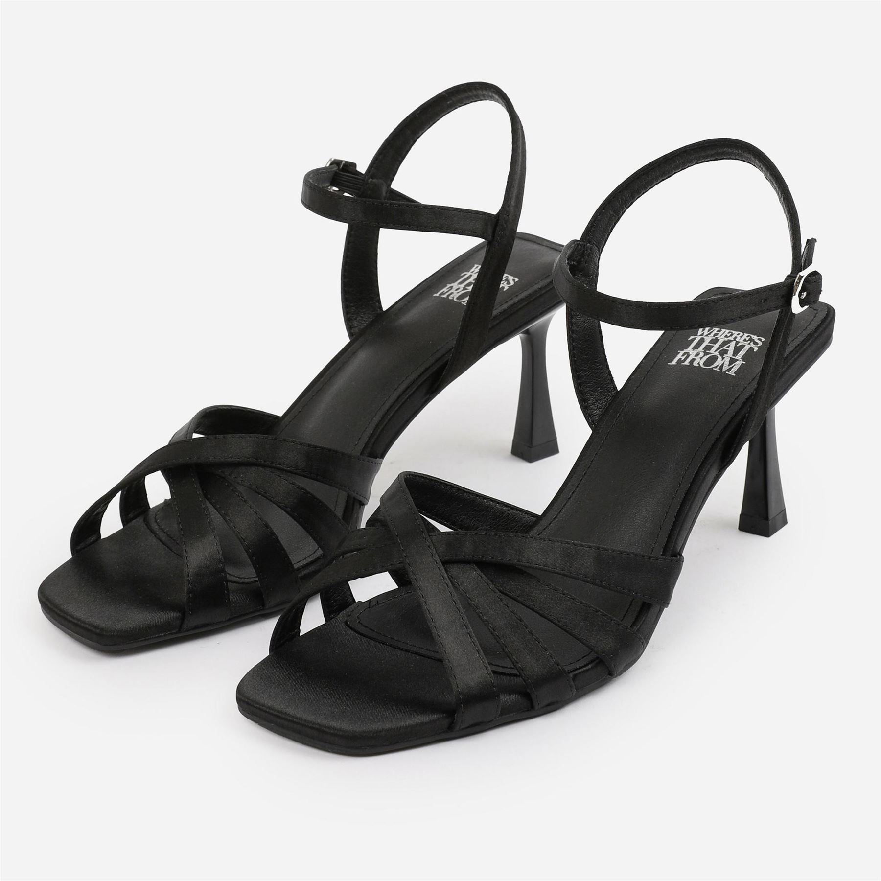 Wheres That From Lizzo Metallic Open Toe Stiletto Heel Sandals