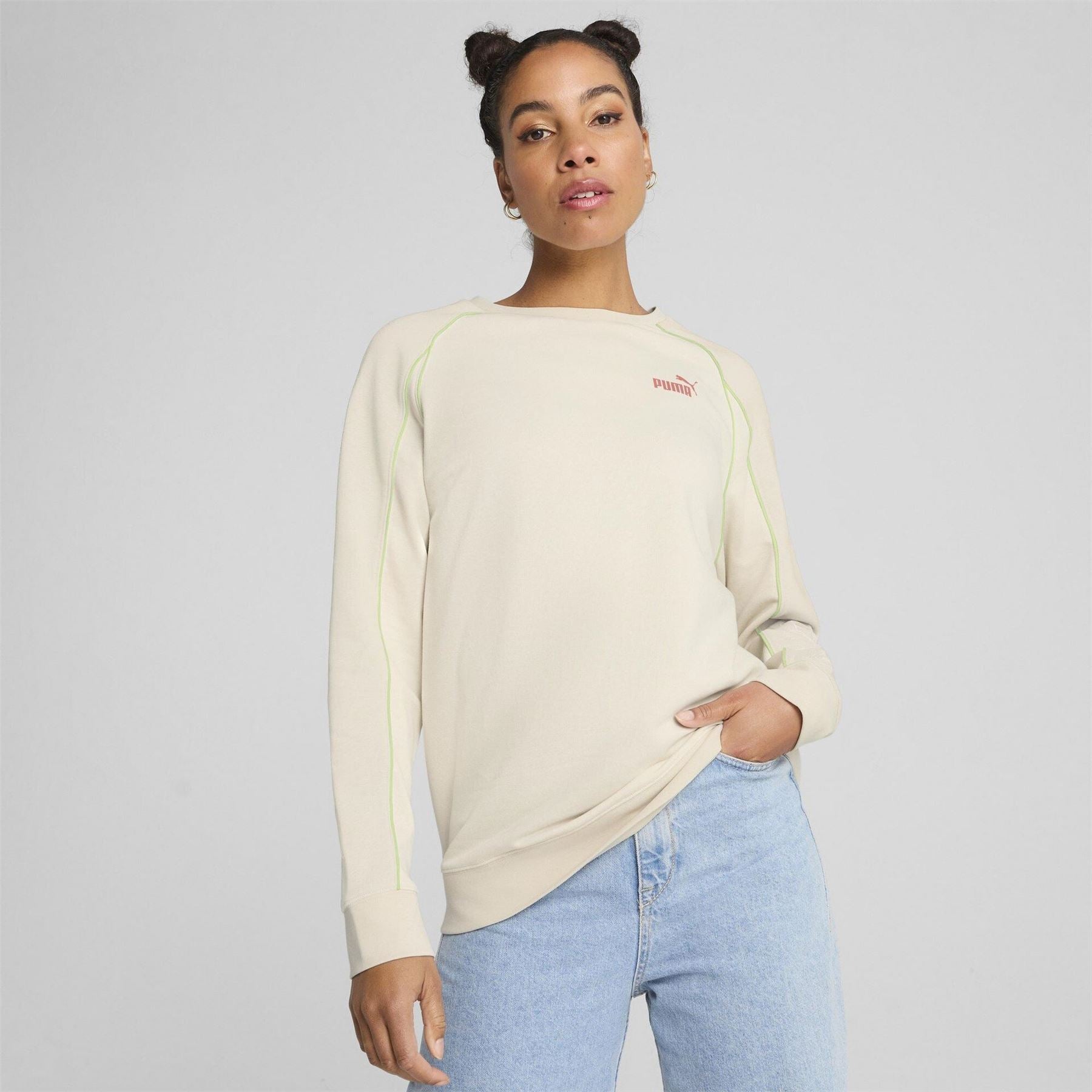 Puma Crew Neck Relaxed Fit Long Sleeve Sweatshirt