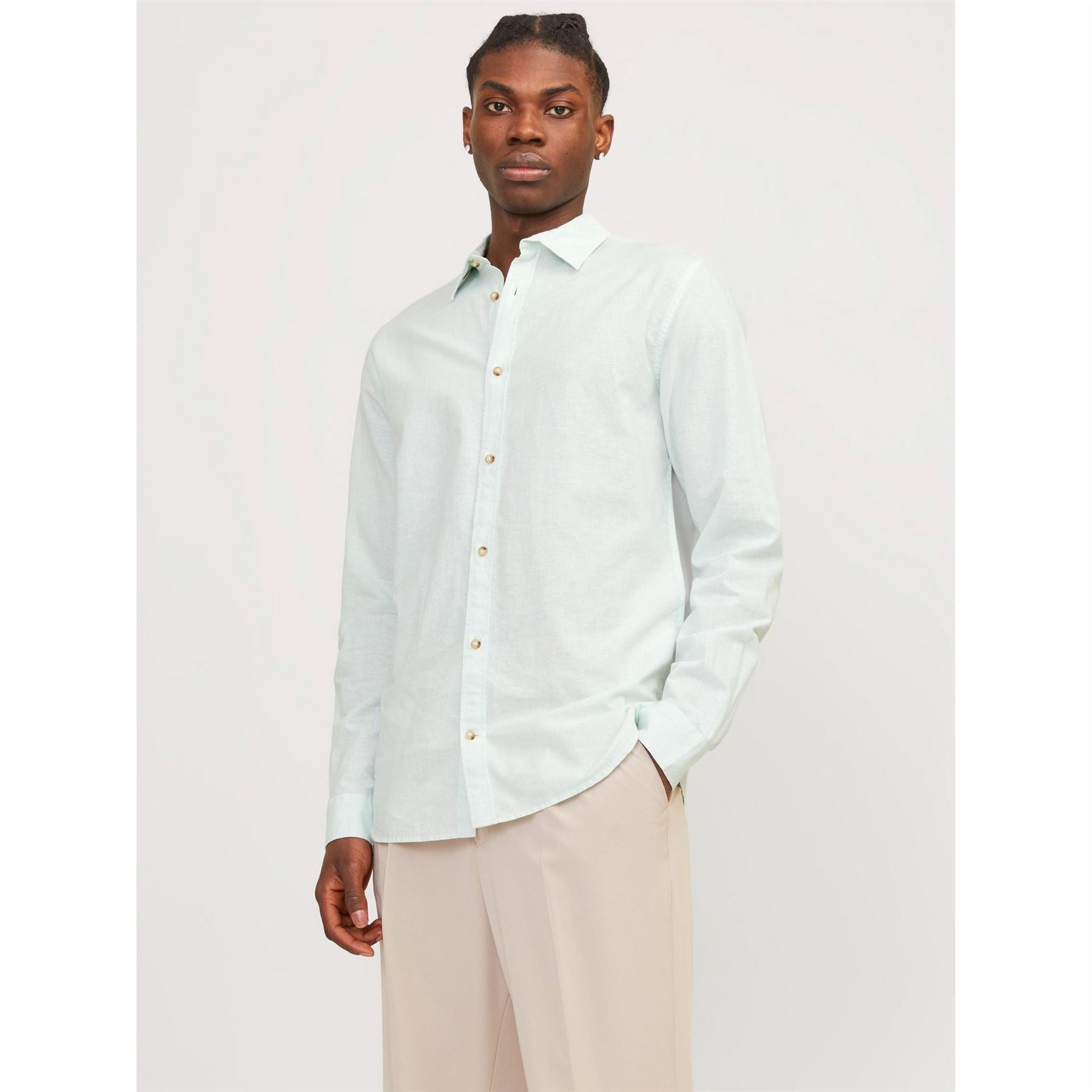 Jack and Jones Regular Fit Linen Long Sleeve Shirt