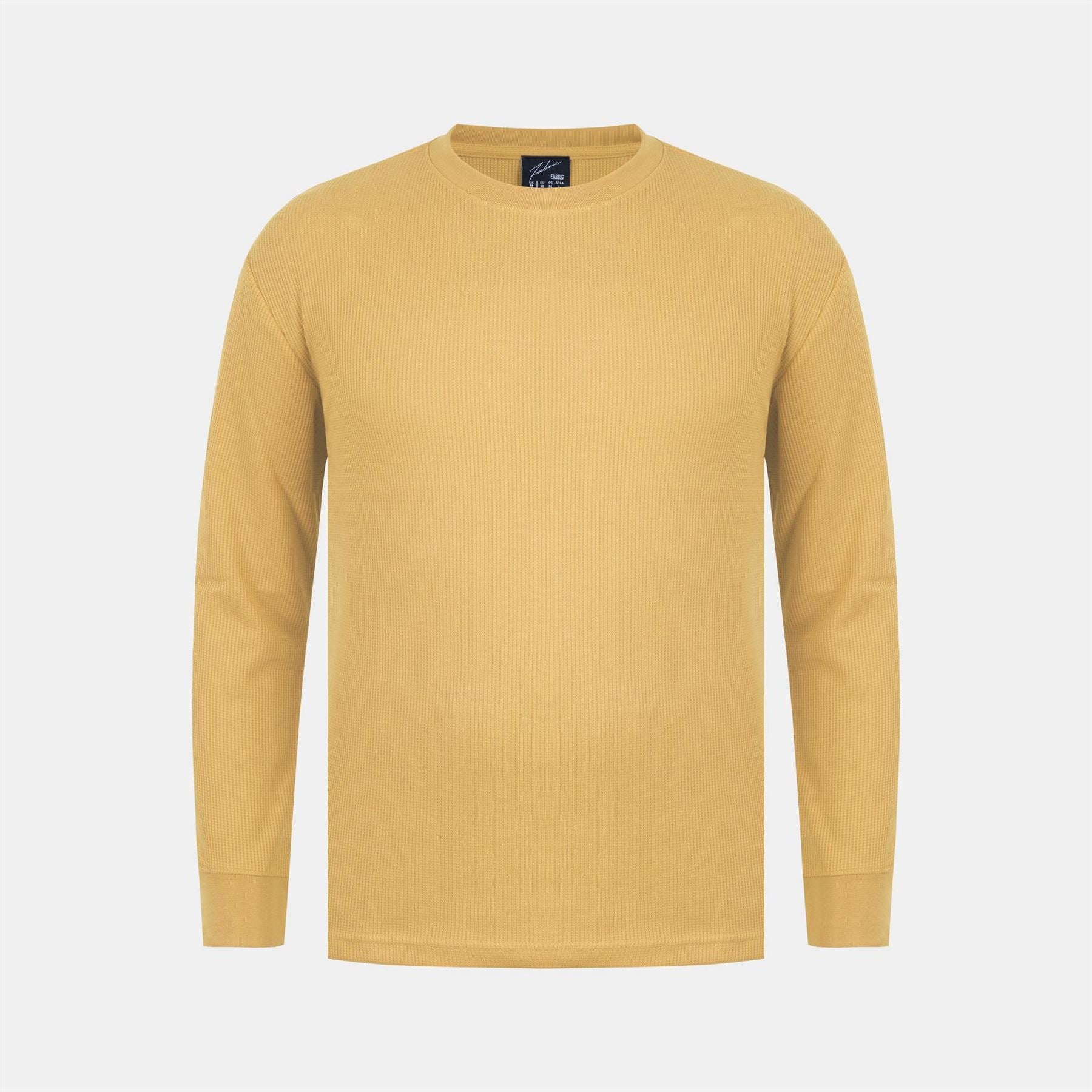 Fabric Crew Neck Long Sleeve Waffle T-Shirt