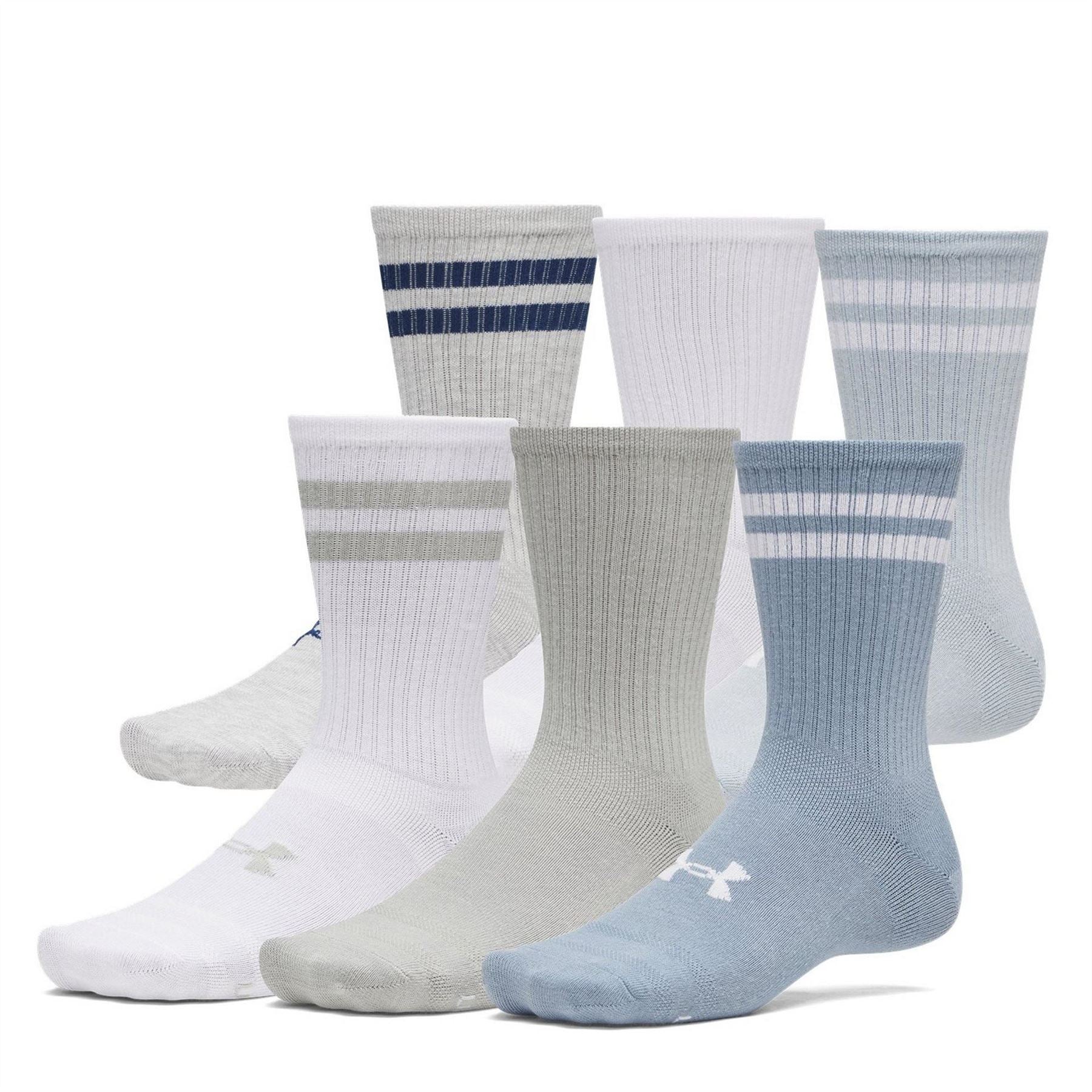 Under Armour 6 Pack Two Stripes Essential Crew Socks