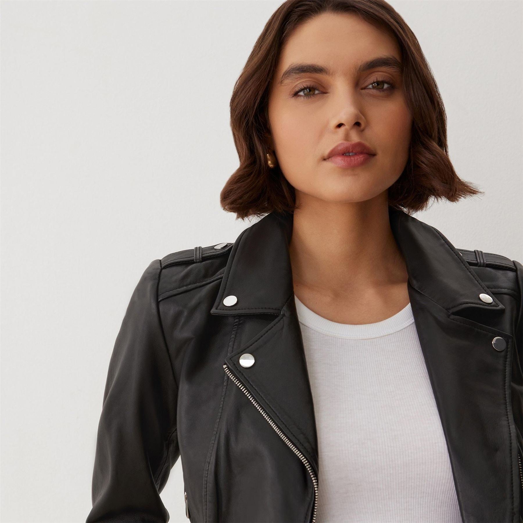 Finery Faith Leather Long Sleeve Biker Jacket