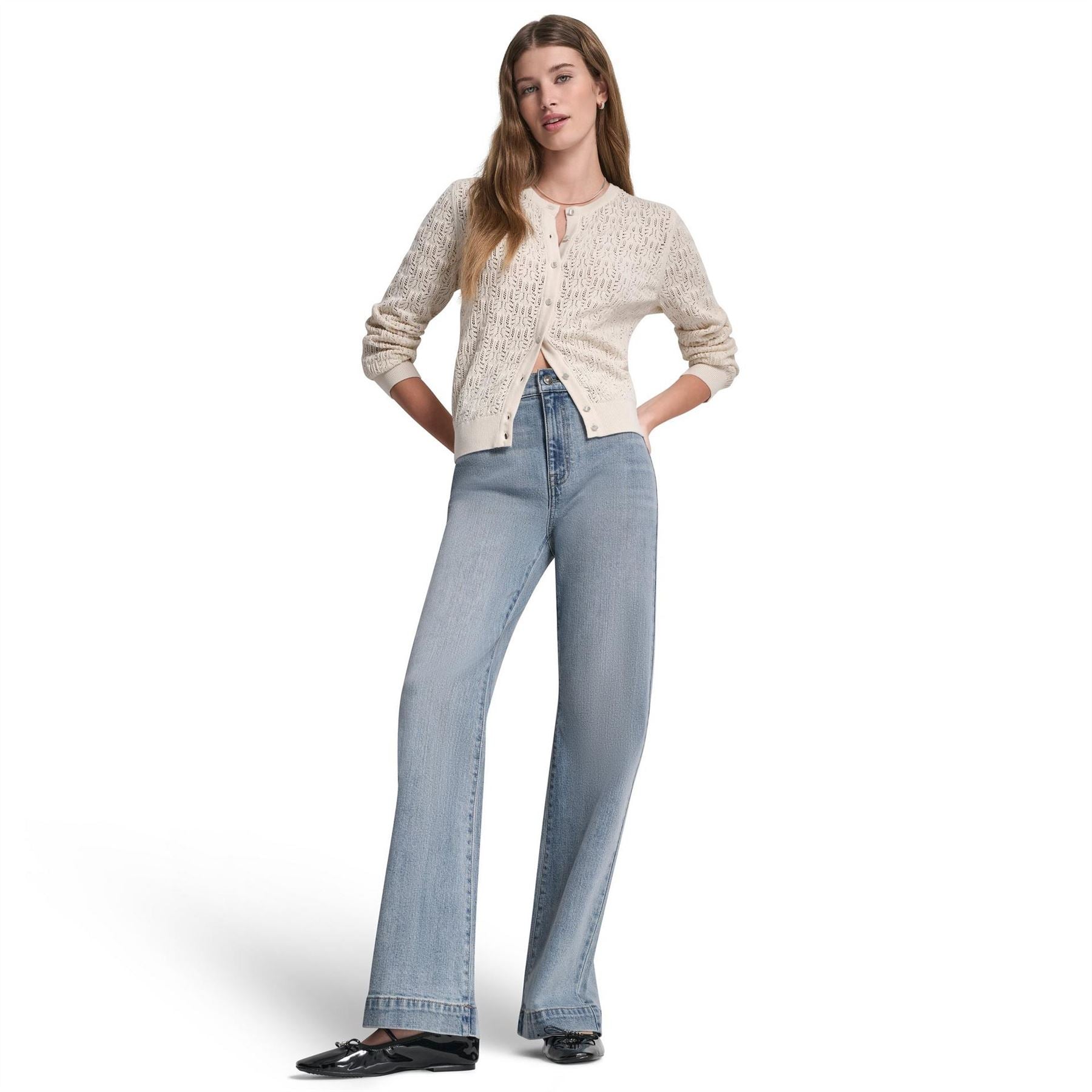 DKNY Jeans High Rise Relaxed Flare W  Welt Pockets