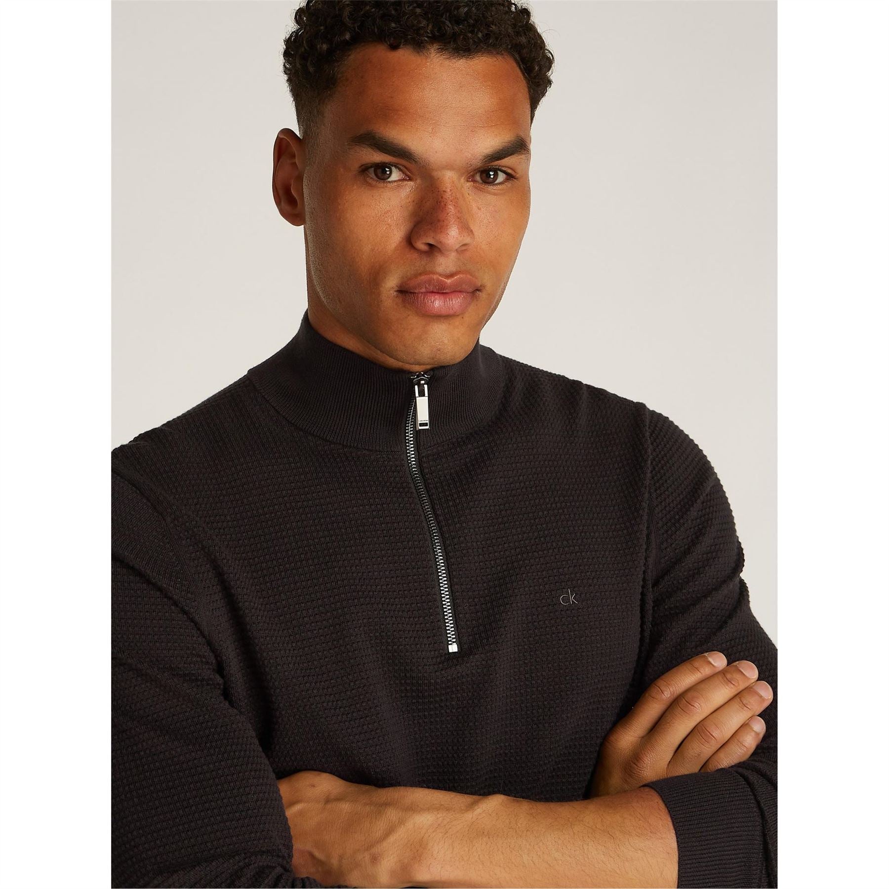 Calvin Klein Texture Zip Neck Regular Fit Sweater