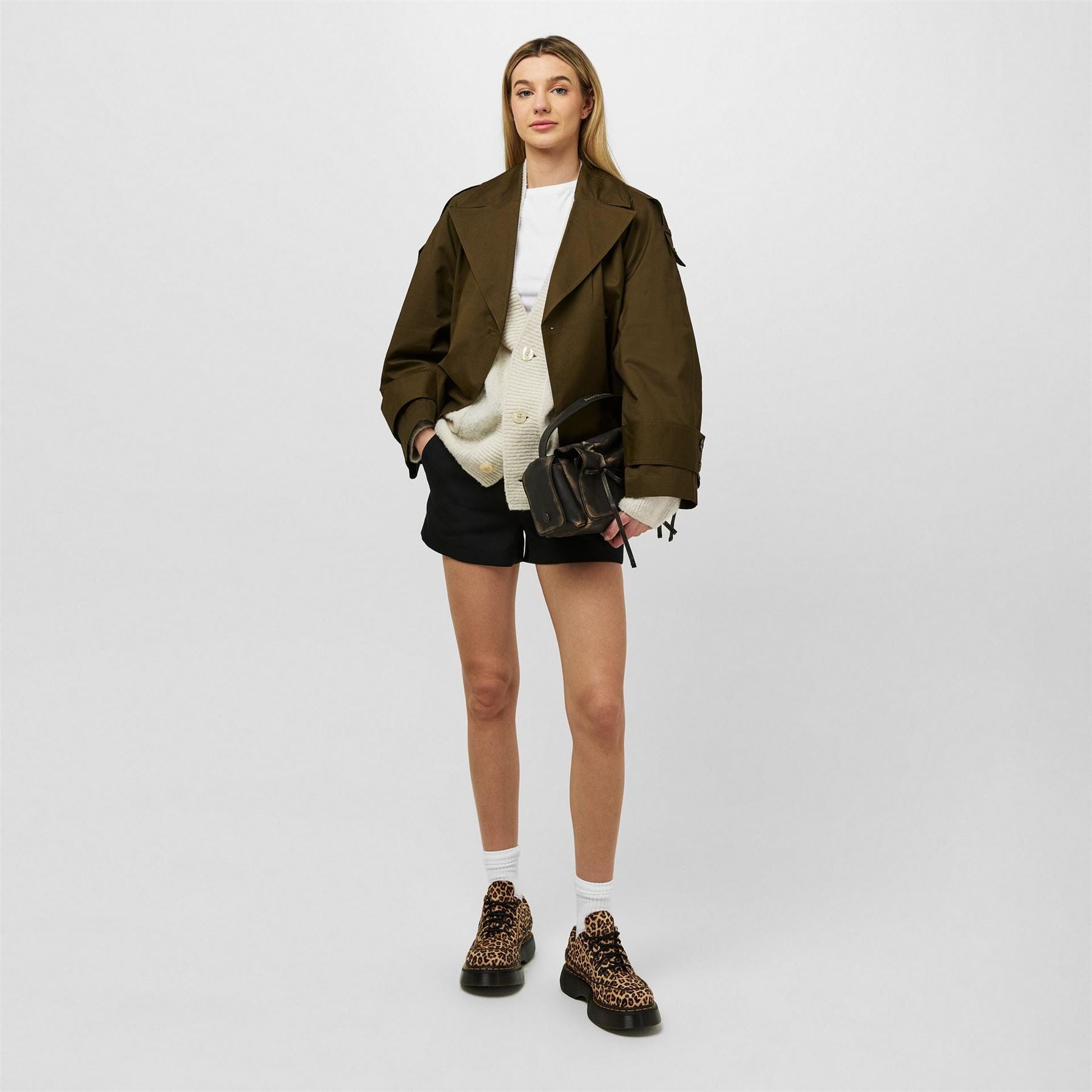 French Connection Solid Patterned Trench Coat