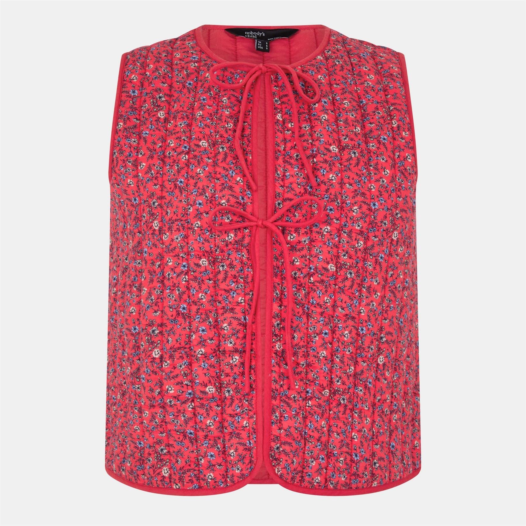 Nobodys Child Floral Patterned Tie Front Quilted Gilet