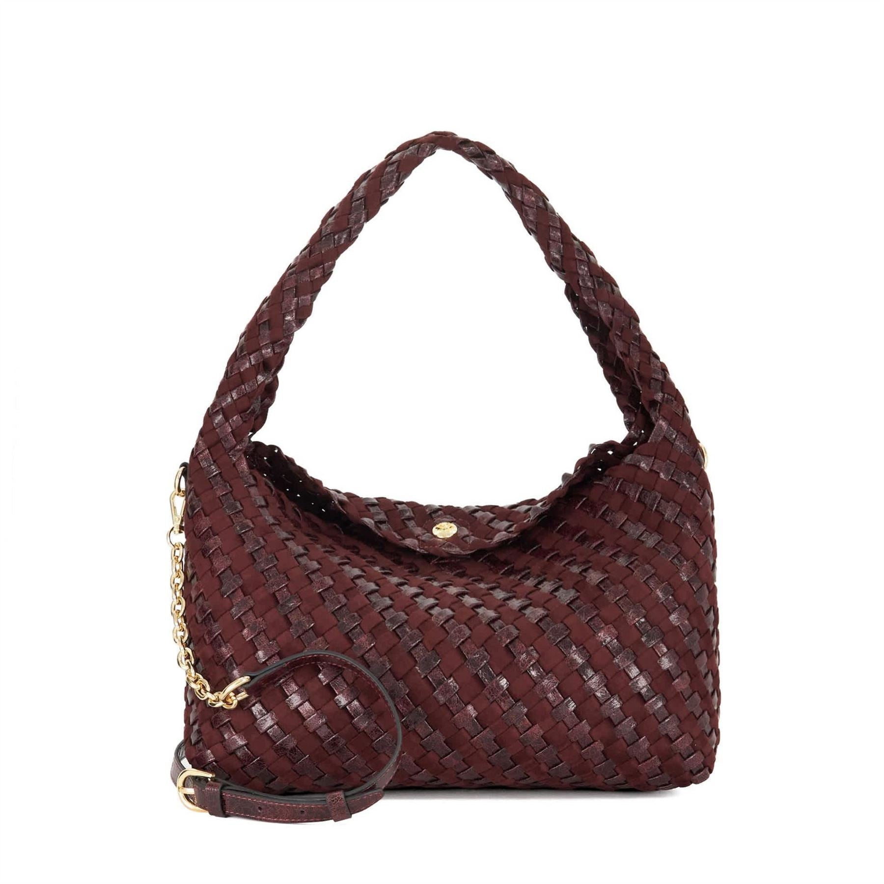 Dune London Delegating Basket Weave Hobo Bag with Chain
