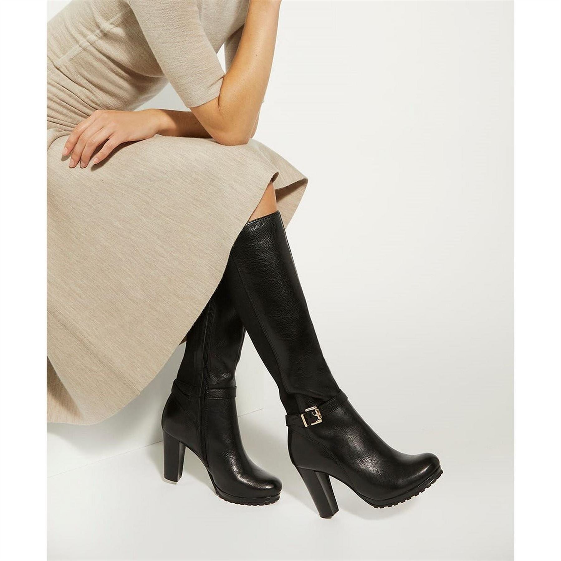 Dune London Leather Knee High Boots