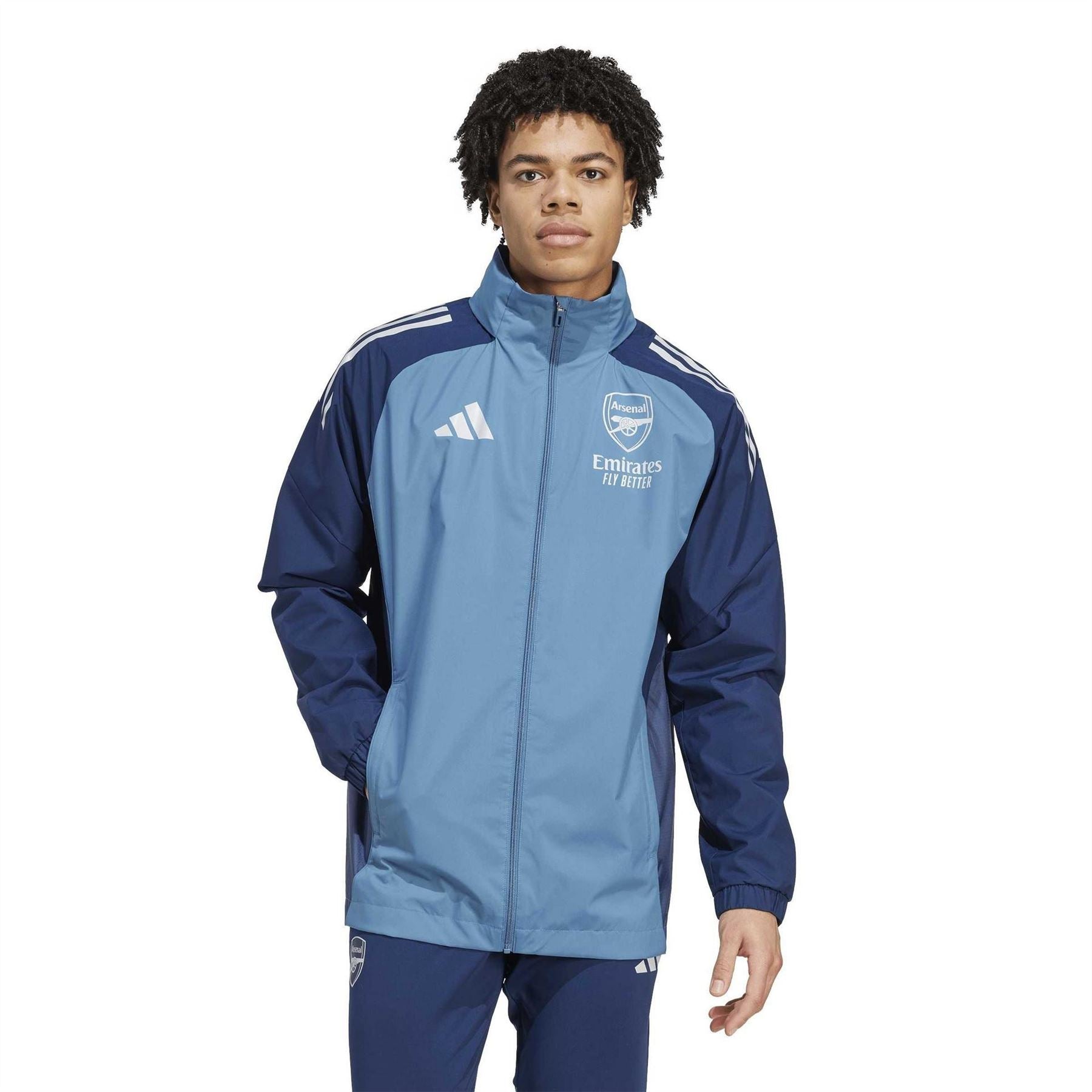 adidas AFC Colour Block Side Pocket Hooded Rain Coat