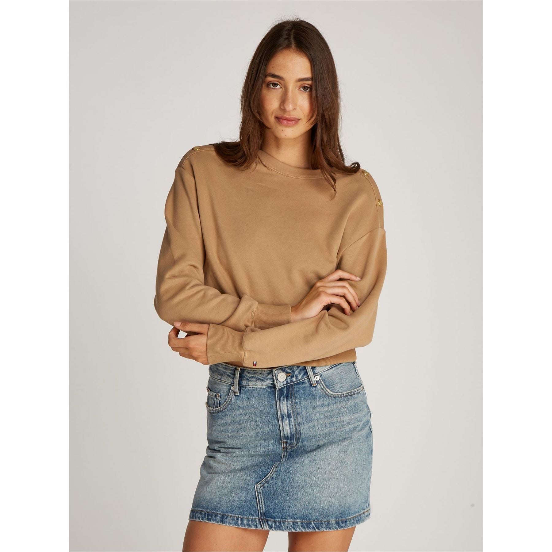 Tommy Hilfiger Gold Button Boat Neck Sweatshirt