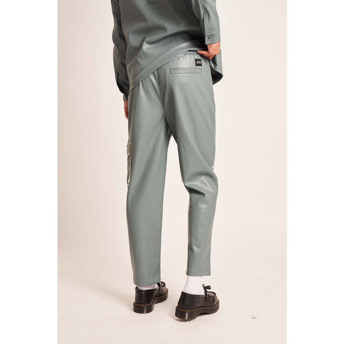 Native Youth Fx Leather Solid Patterned Straight Trousers