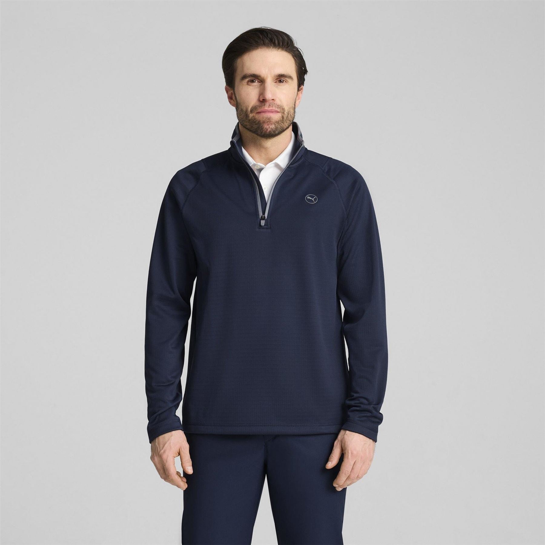 Puma Fleece Quarter Zip Long Sleeve Performance Polo Shirt