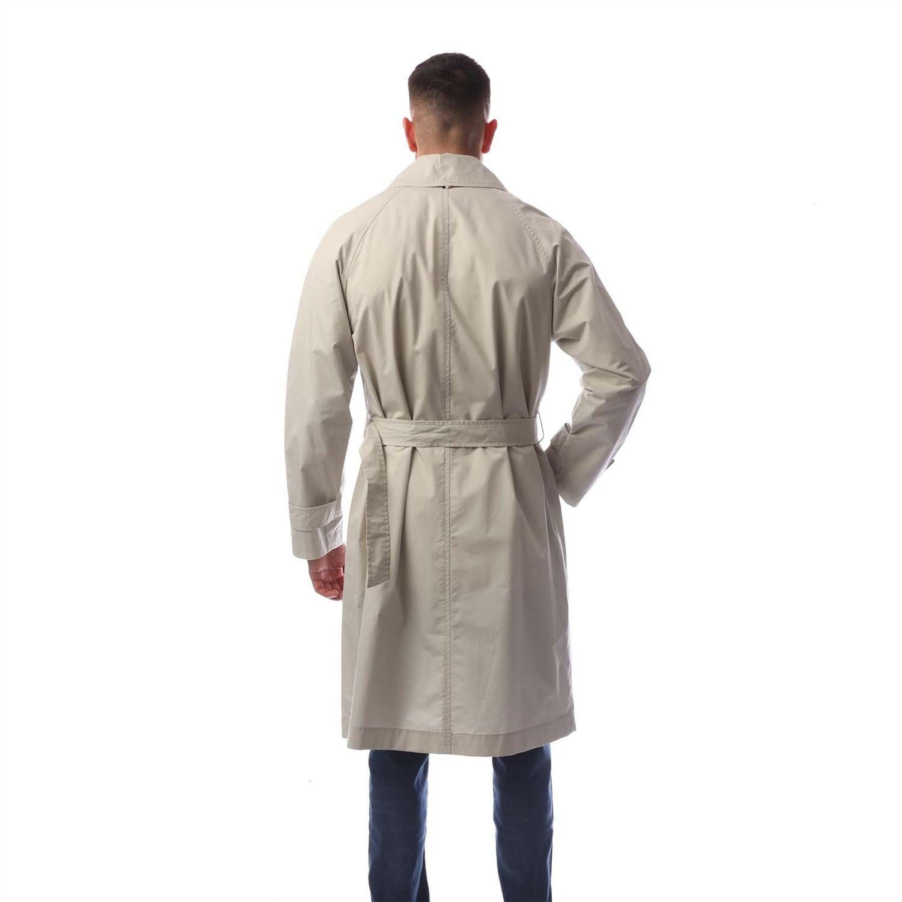 Boss Solid Patterned Lapel Collared Trench Coat