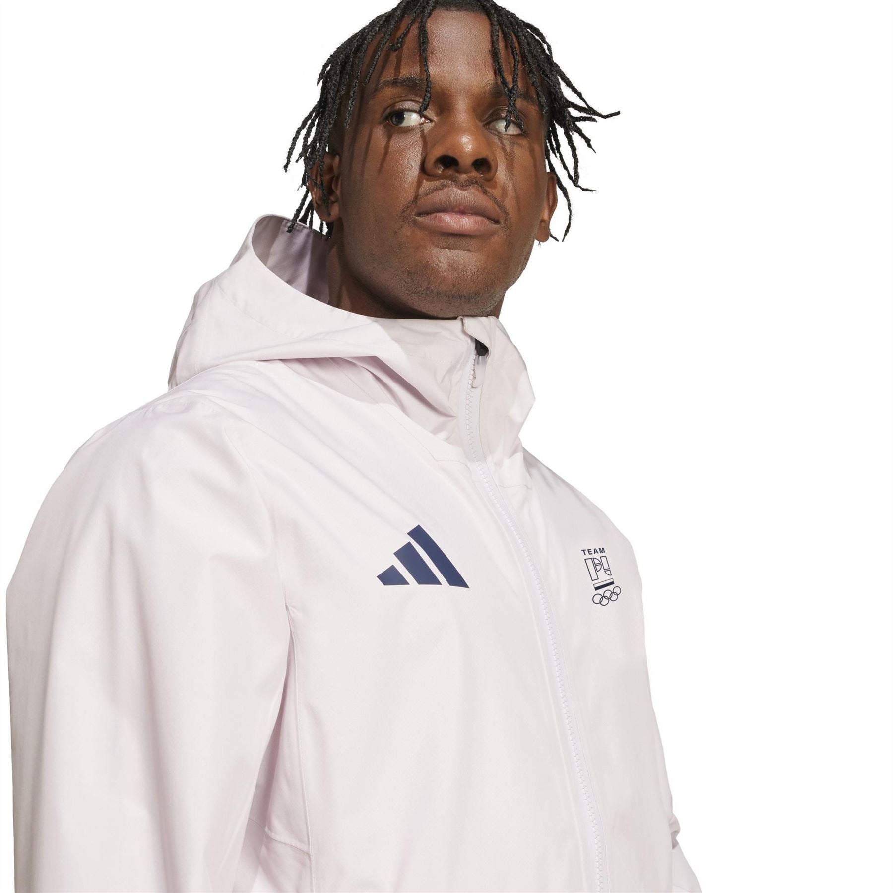 adidas Solid Patterned Hooded Zipped Pocket Running Jacket