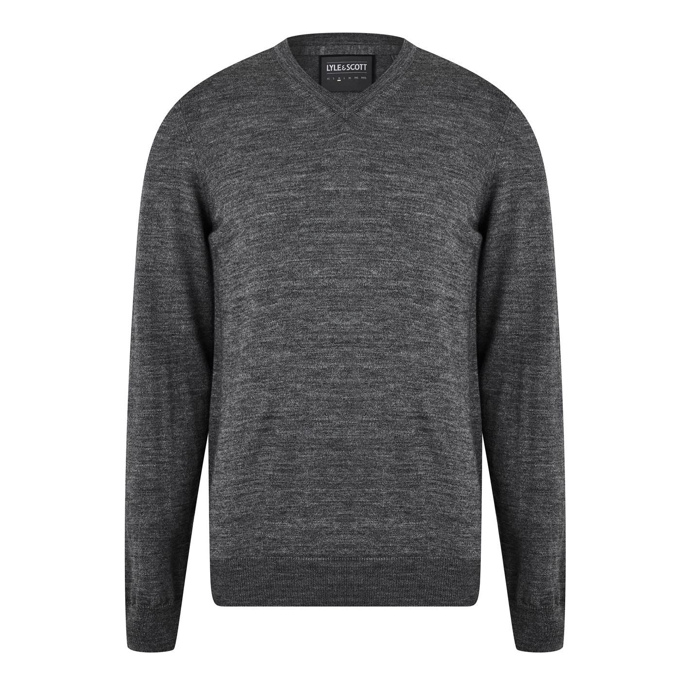 Lyle and Scott V-Neck Tonal Eagle Long Sleeve Sweater