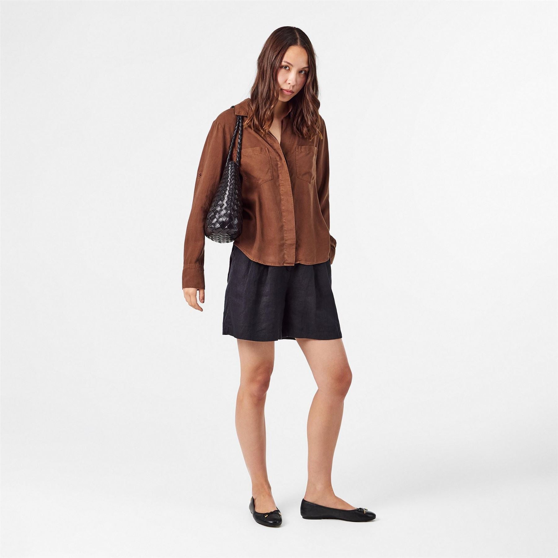 Bella Dahl Back Slit Relaxed Fit Three Quarter Sleeve Shirt