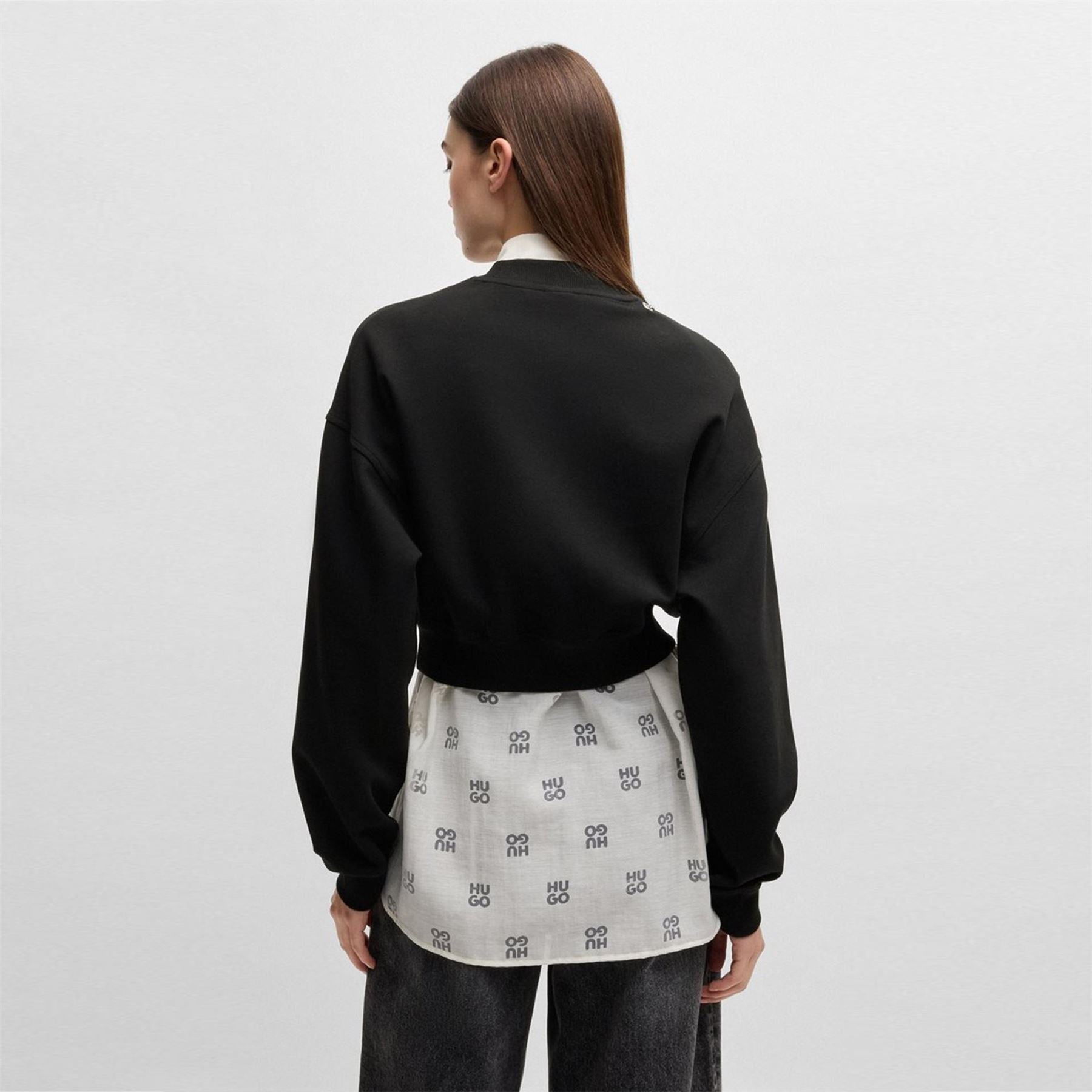 Hugo Cropped Crew Neck Regular Fit Sweater