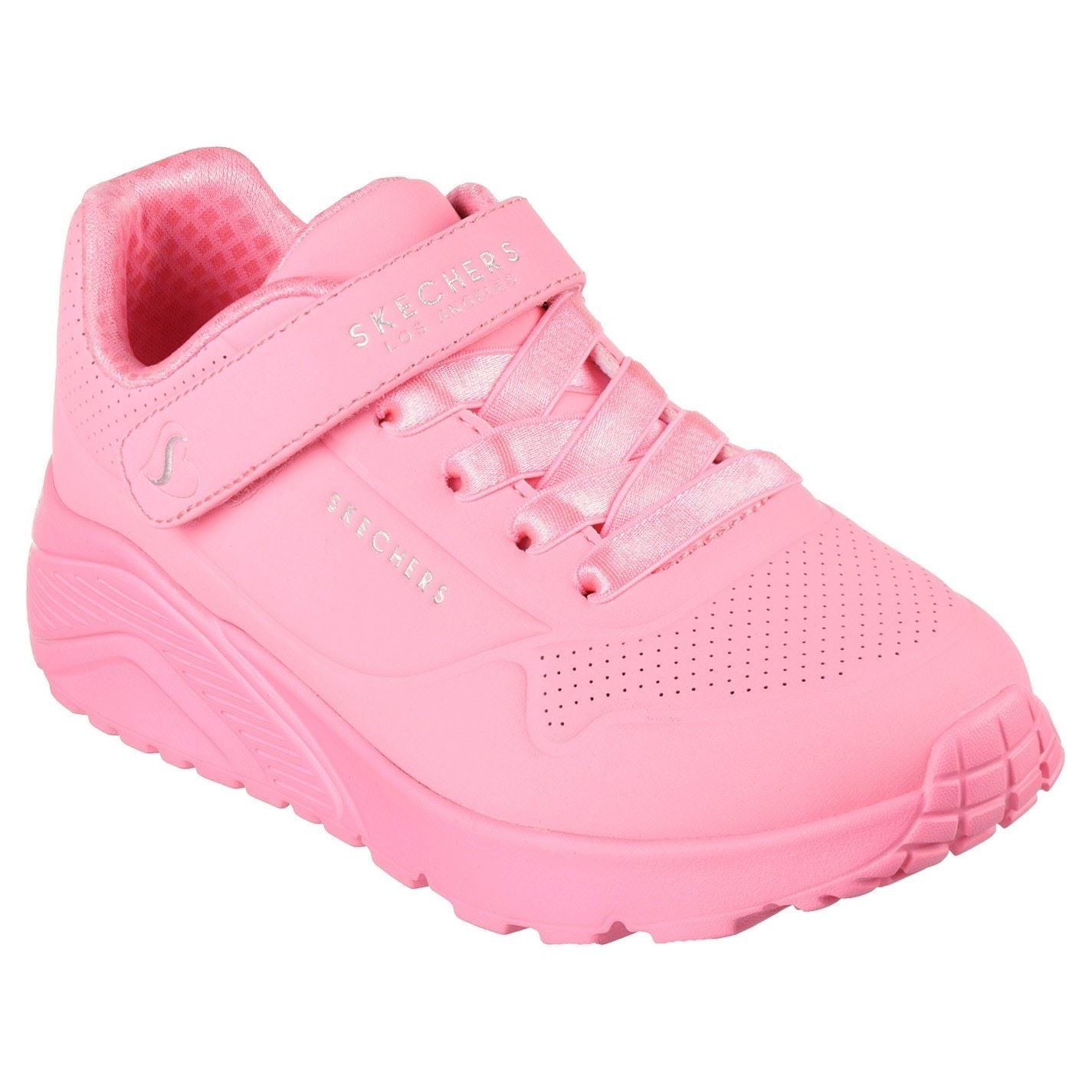 Skechers Duraleather W Metallic Heel Lace Up Low Top Trainers Girls