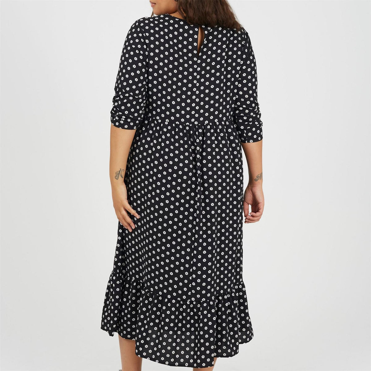 Brave Soul Plus Size Polka Dot Midi Dress With Tiered Hem