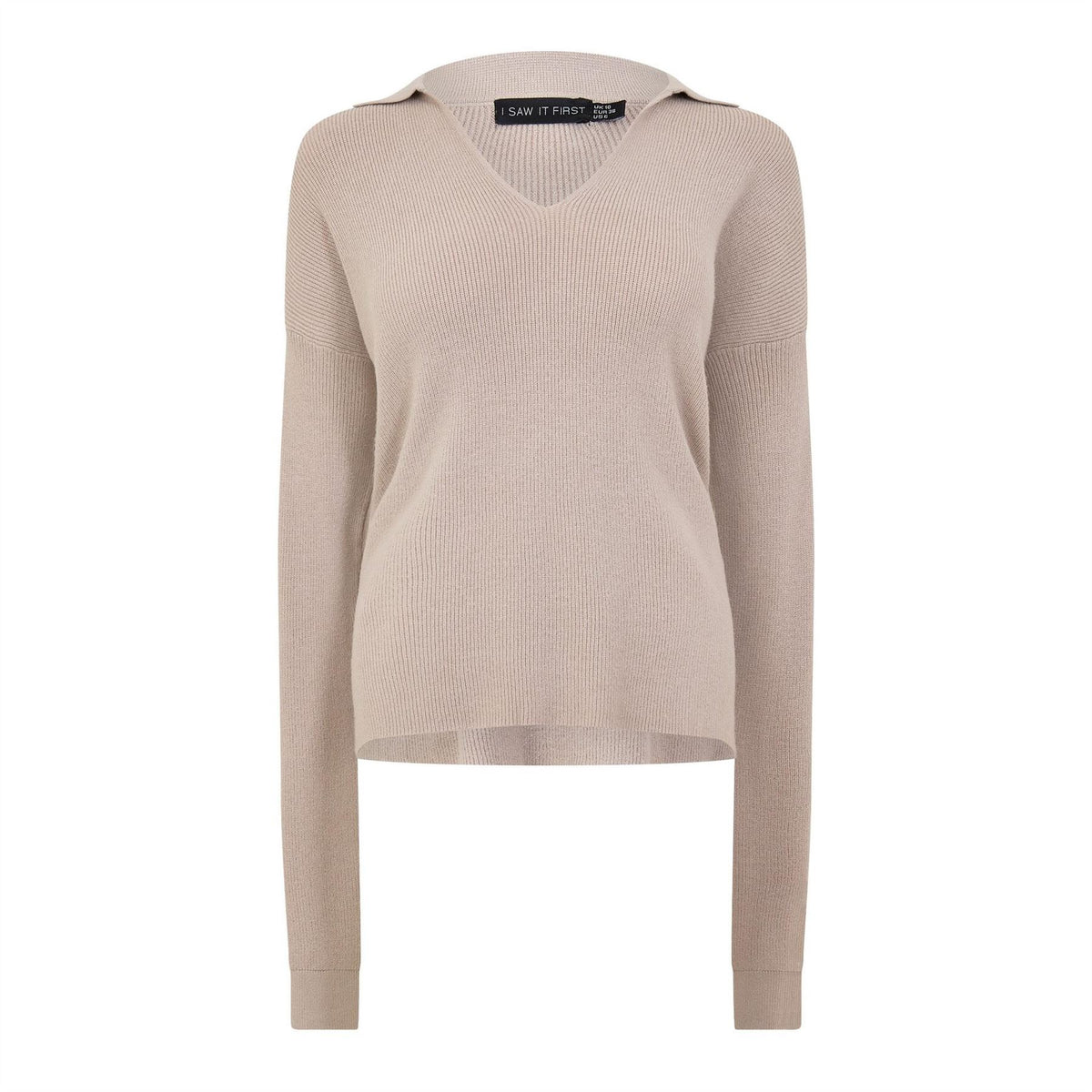 I Saw It First Long Sleeve Fine Knit Polo Shirt