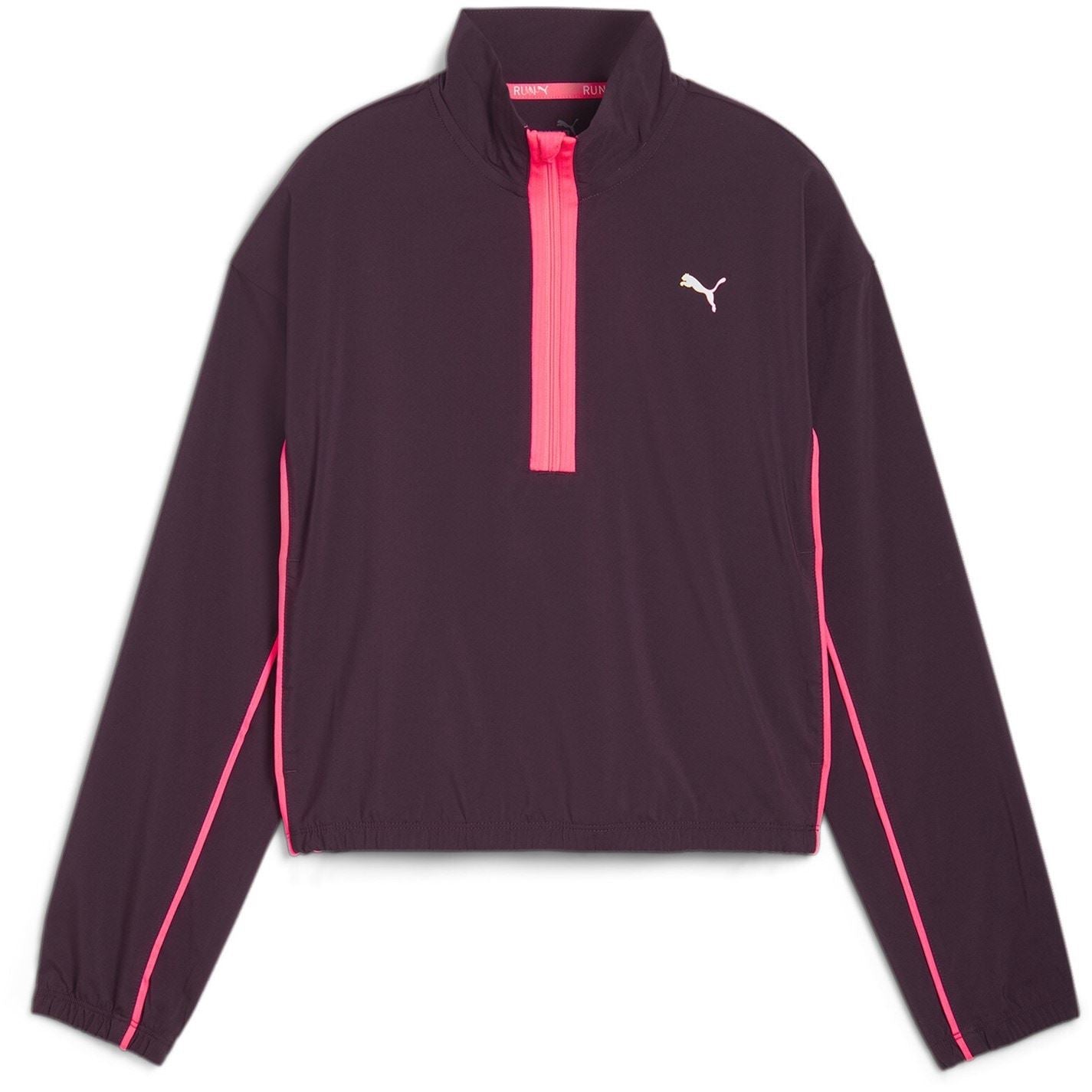 Puma Womens Run For Her Fashion Woven Half Zip Fleece