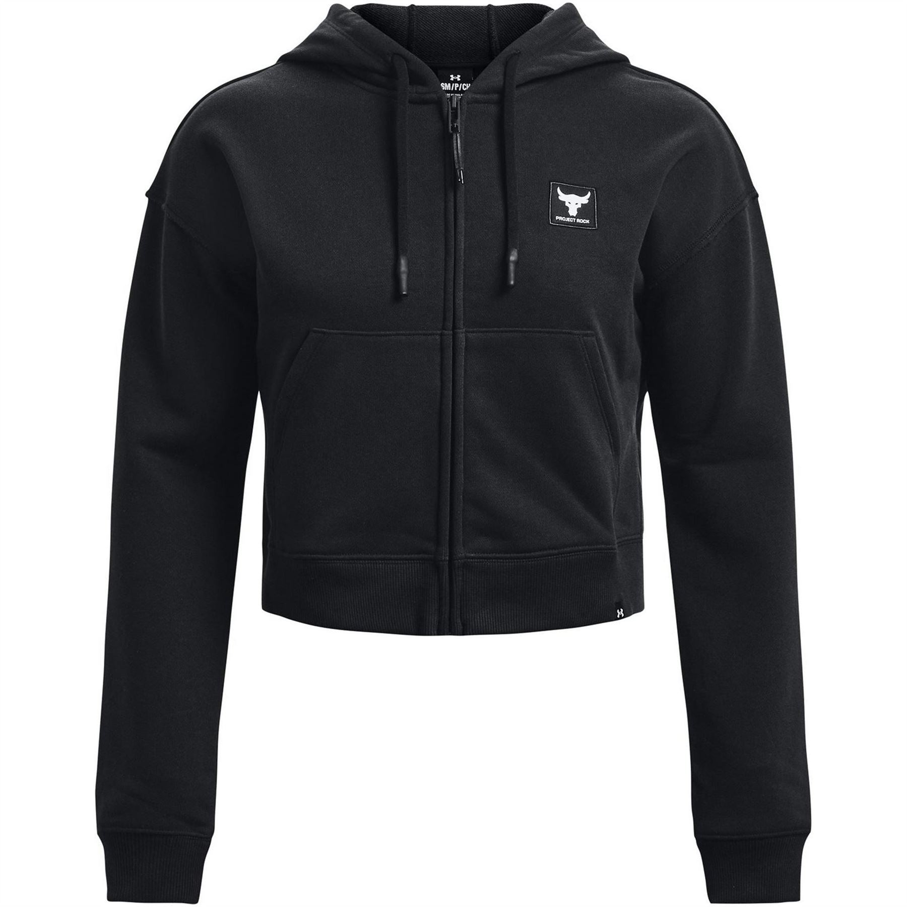 Under Armour Project Rock Terry Hooded Neck Ribbed Cuff Full Zipper Sweatshirt