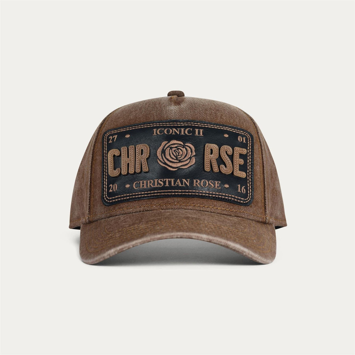 Christian Rose Iconic Ii Leather Baseball Cap