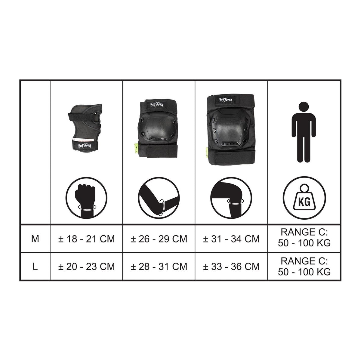 Hot Tuna Skate Protector 3pc Set   Knee Pads Elbow Pad And Wrist Guards
