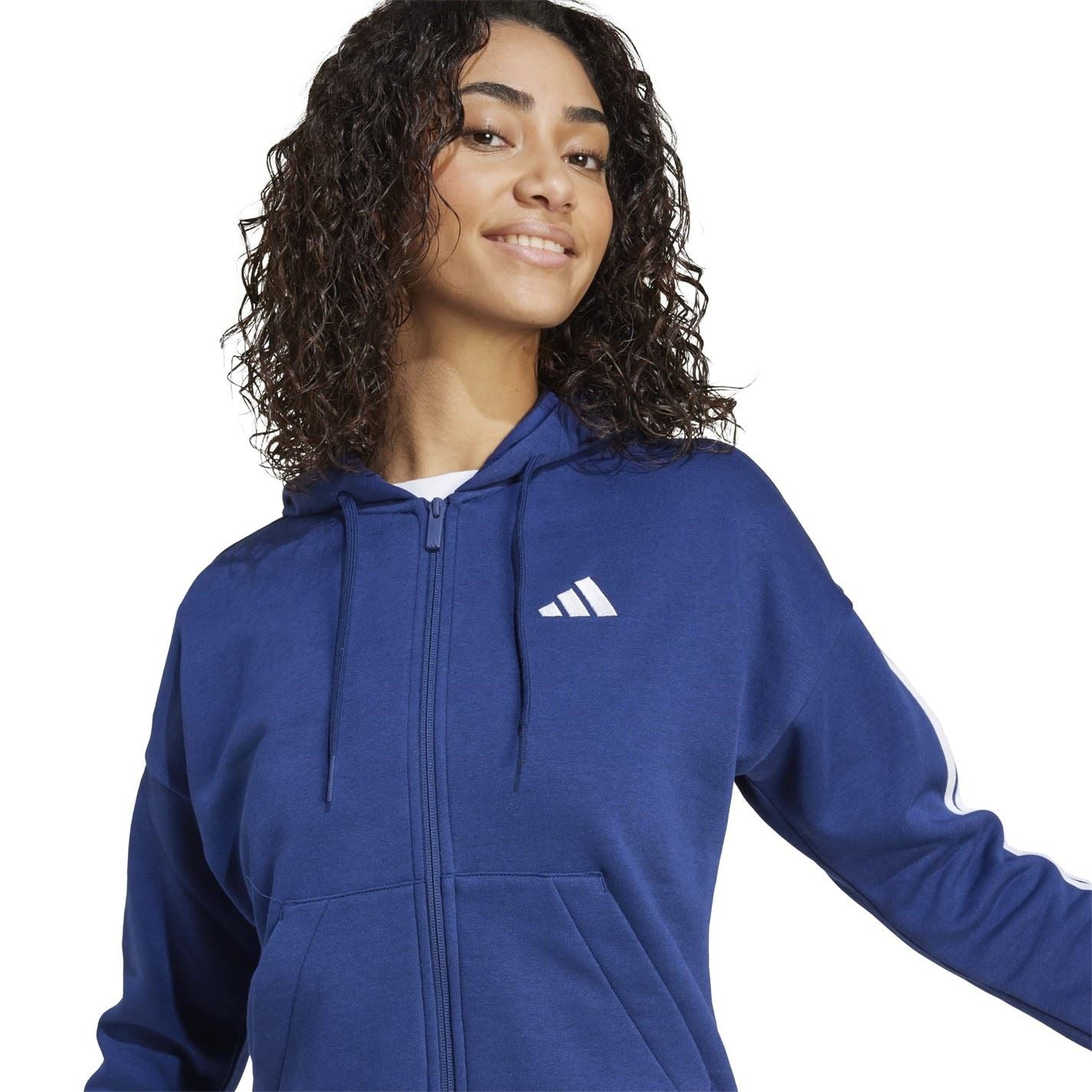 adidas Womens Essentials 3 Stripe Zip Track Hoodie