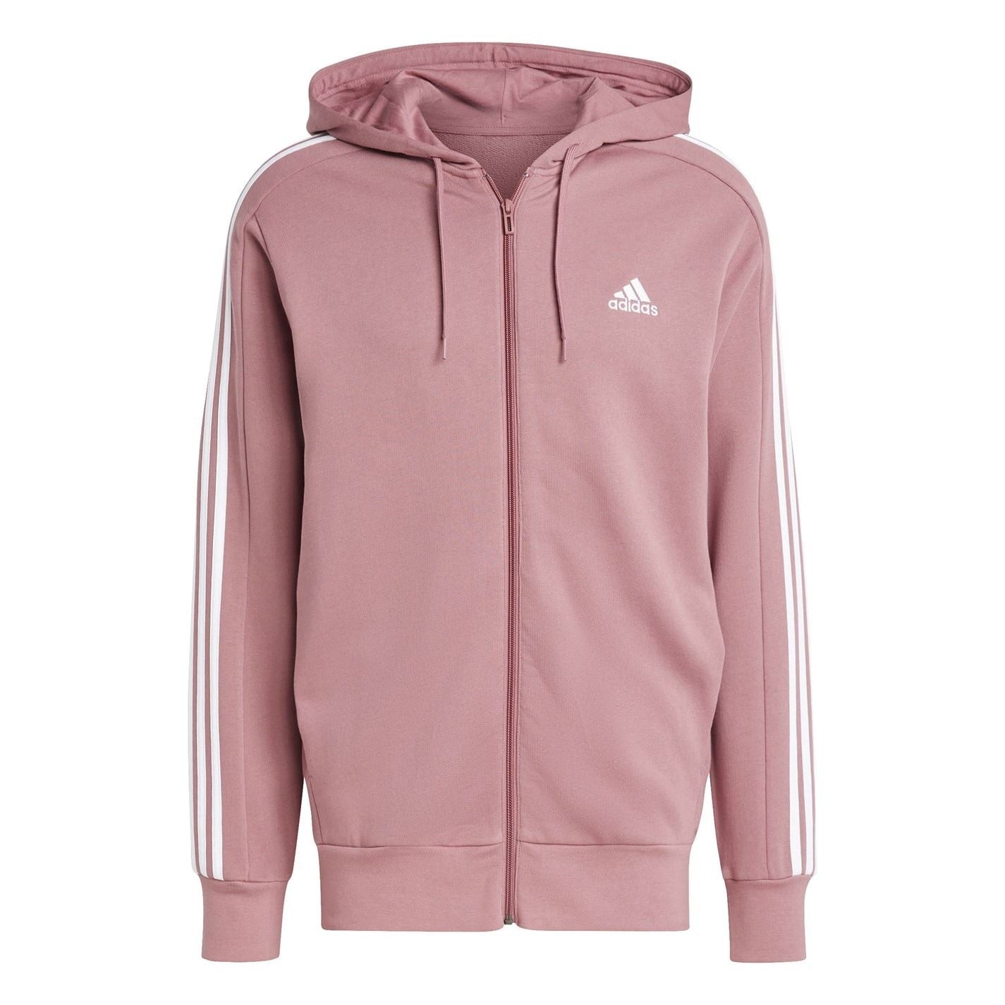 adidas Mens Essentials French Terry 3 Stripes Zip Hoodie