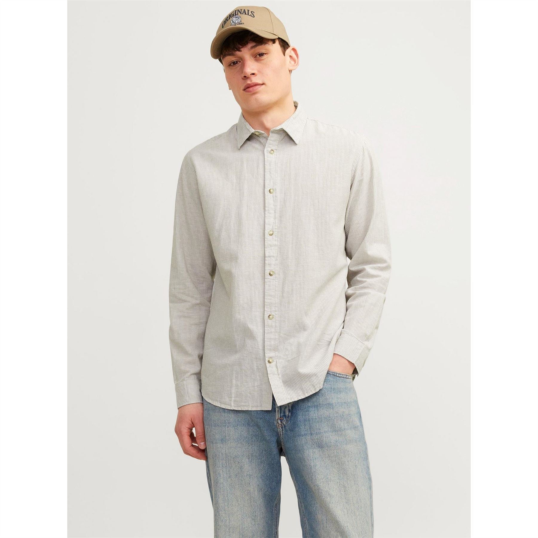 Jack and Jones Regular Fit Linen Long Sleeve Shirt