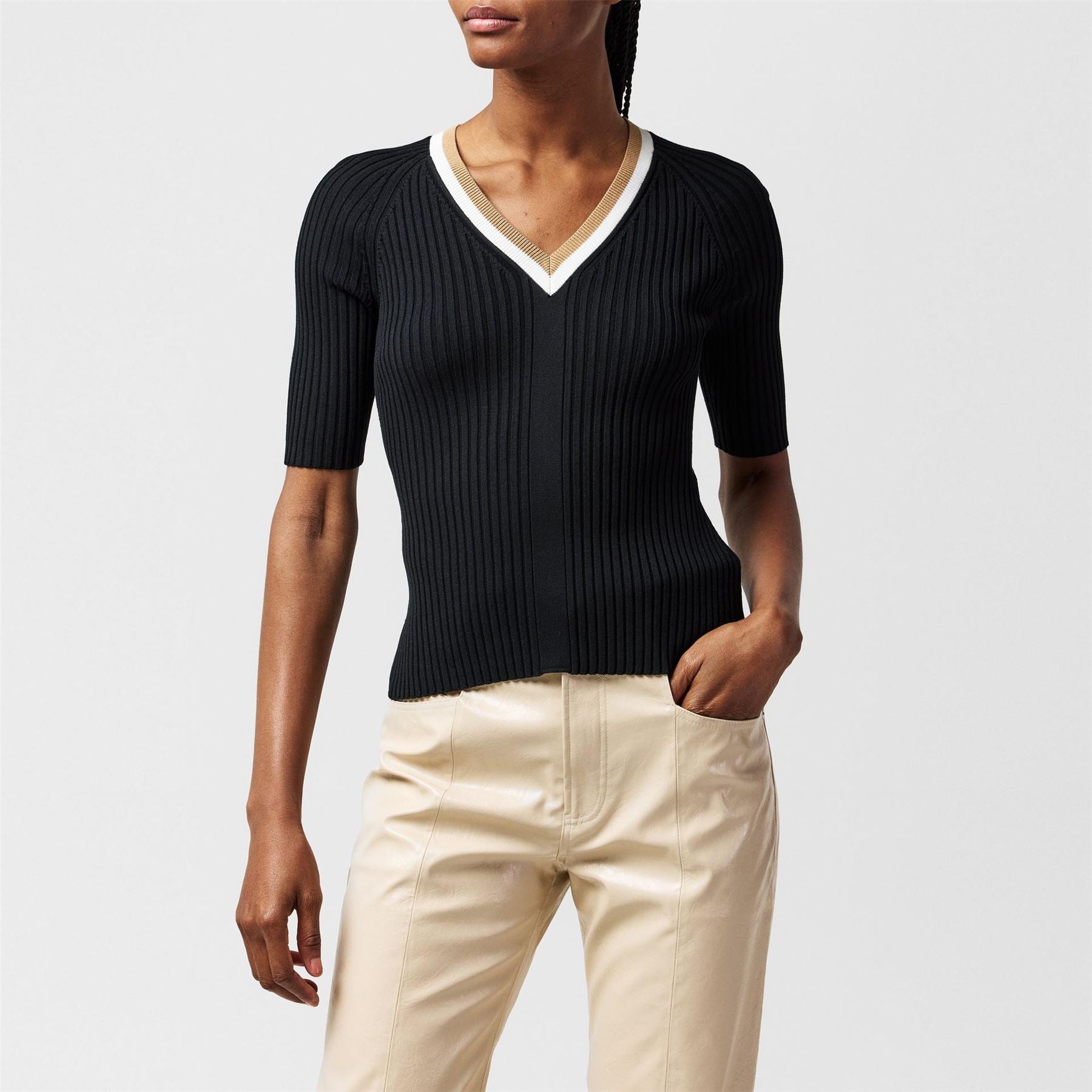 Boss Ficini Knitted Top, Timeless Ribbed Design