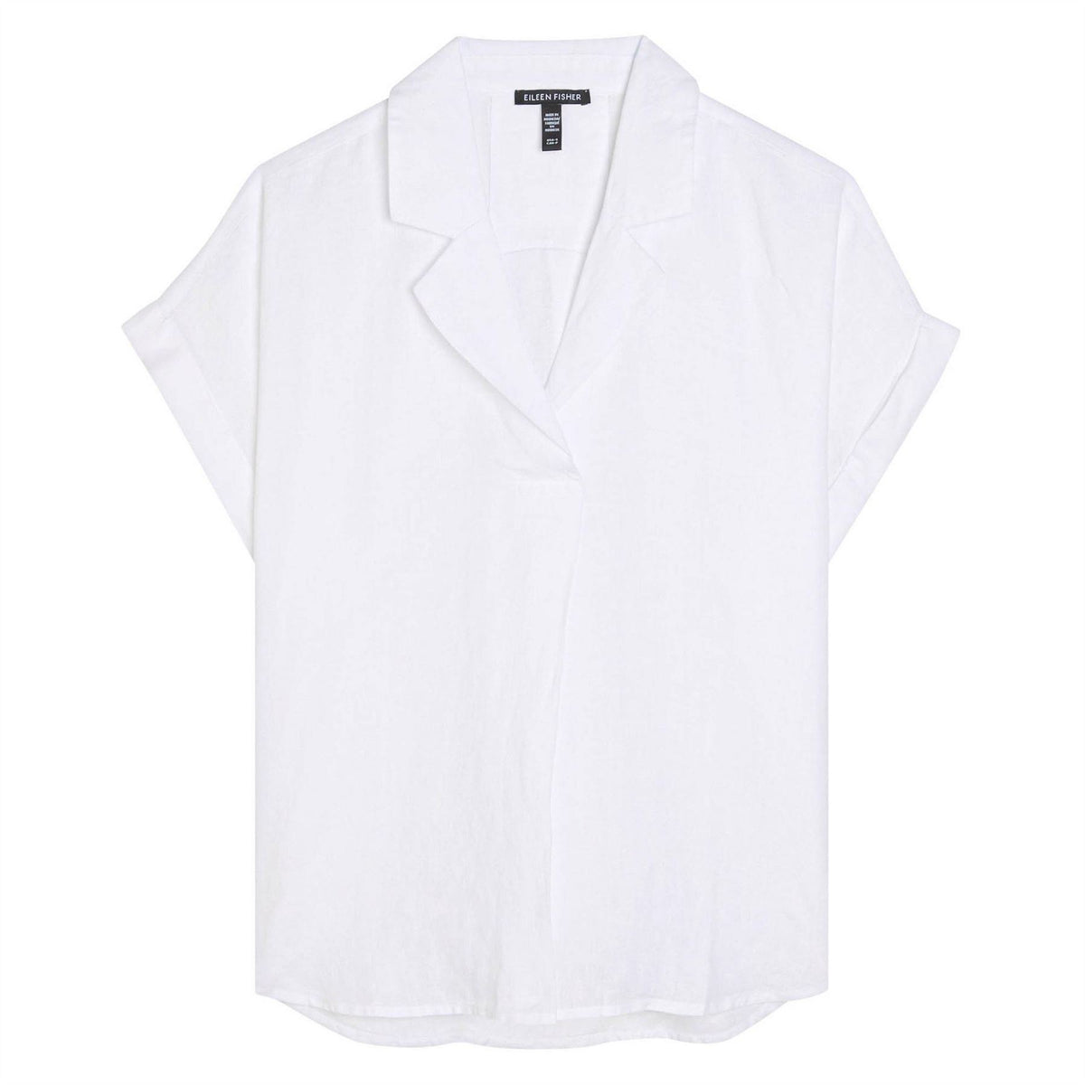 Eileen Fisher Notch Clr Cuf Cap Shirt