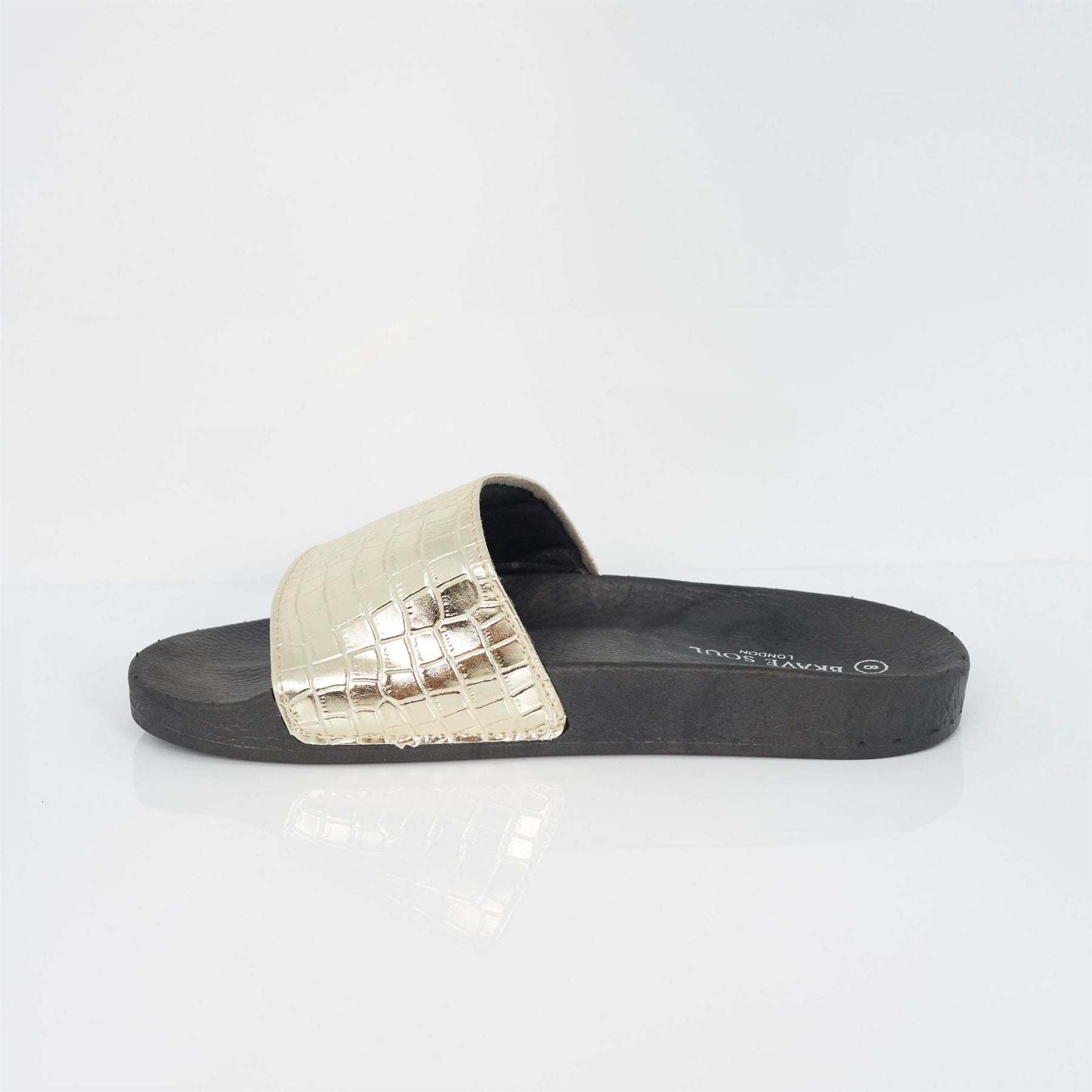 Brave Soul Mens Metallic Crocodile Strap Slider