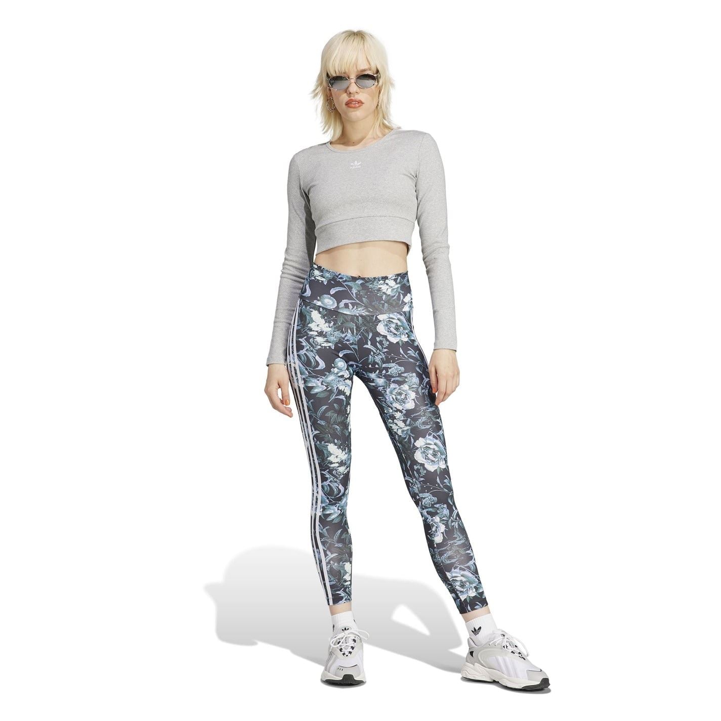adidas Originals Flwer Side Stripes Floral Patterned Leggings
