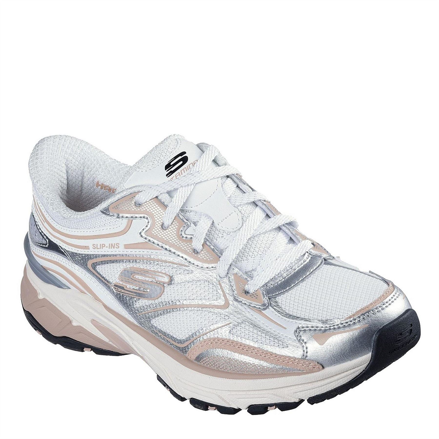 Skechers Womens Overlay Mesh Lace Up Slip  Runners