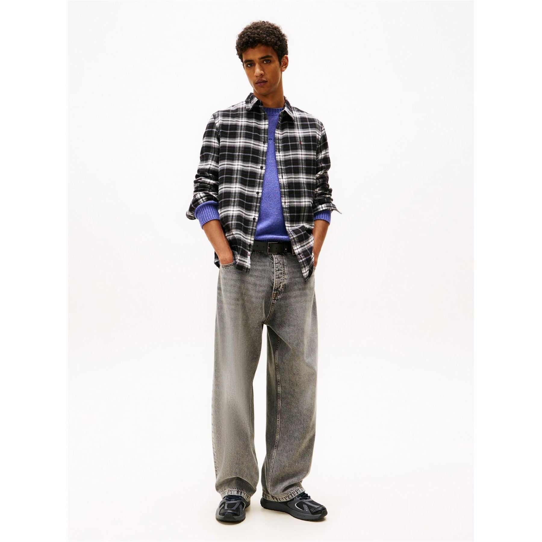 Tommy Jeans Collared Neck Long Sleeve Flannel Shirt