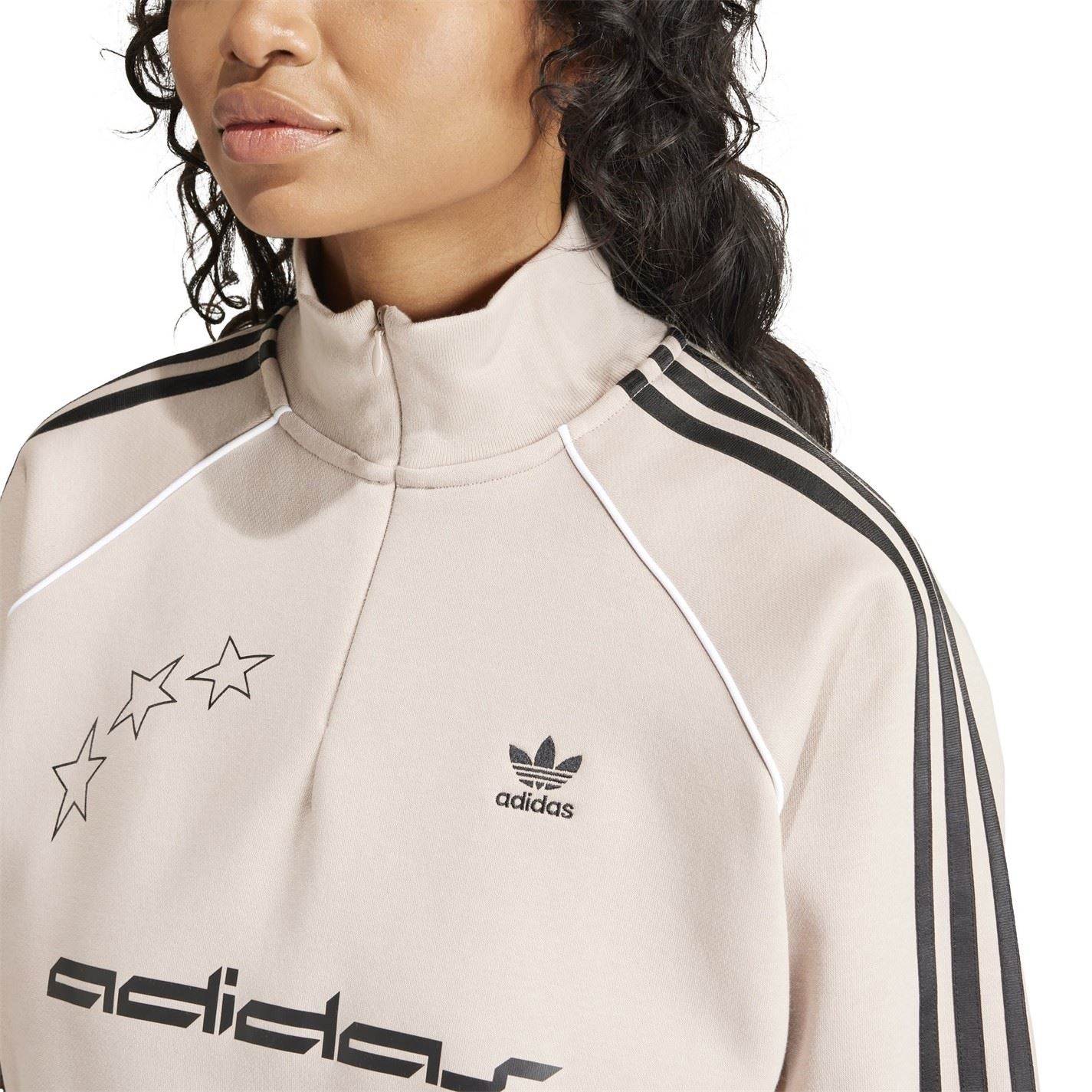 adidas Originals Half-Zip Relaxed Fit Raglan Sleeve Sweatshirt