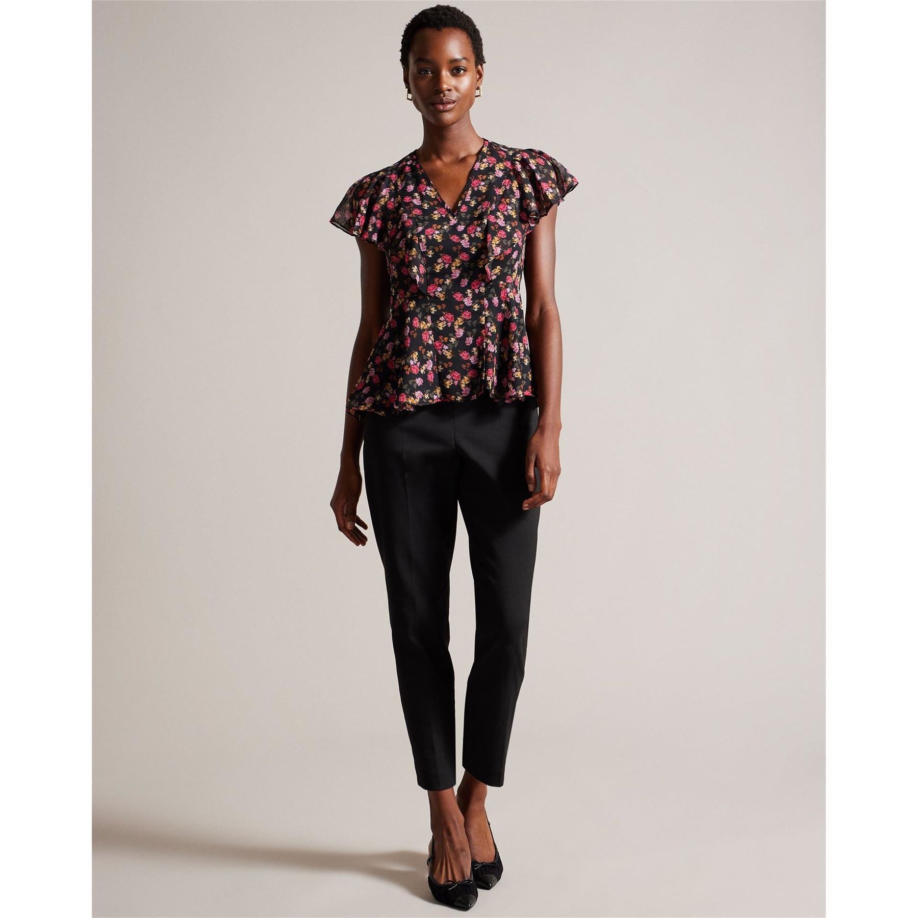 Ted Baker Turtleneck Short Sleeve Relaxed Fit Blouse
