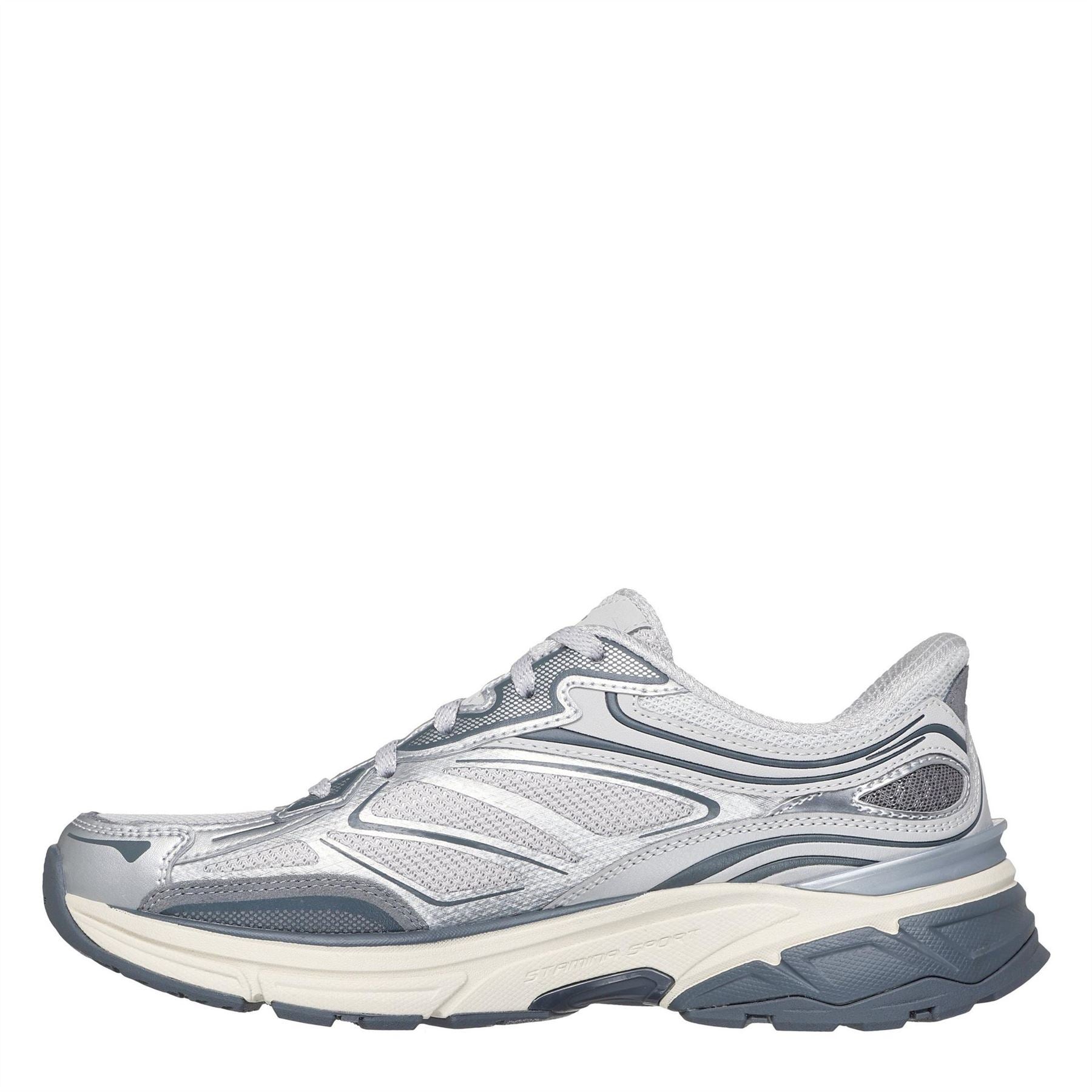 Skechers Womens Overlay Mesh Lace Up Slip  Runners