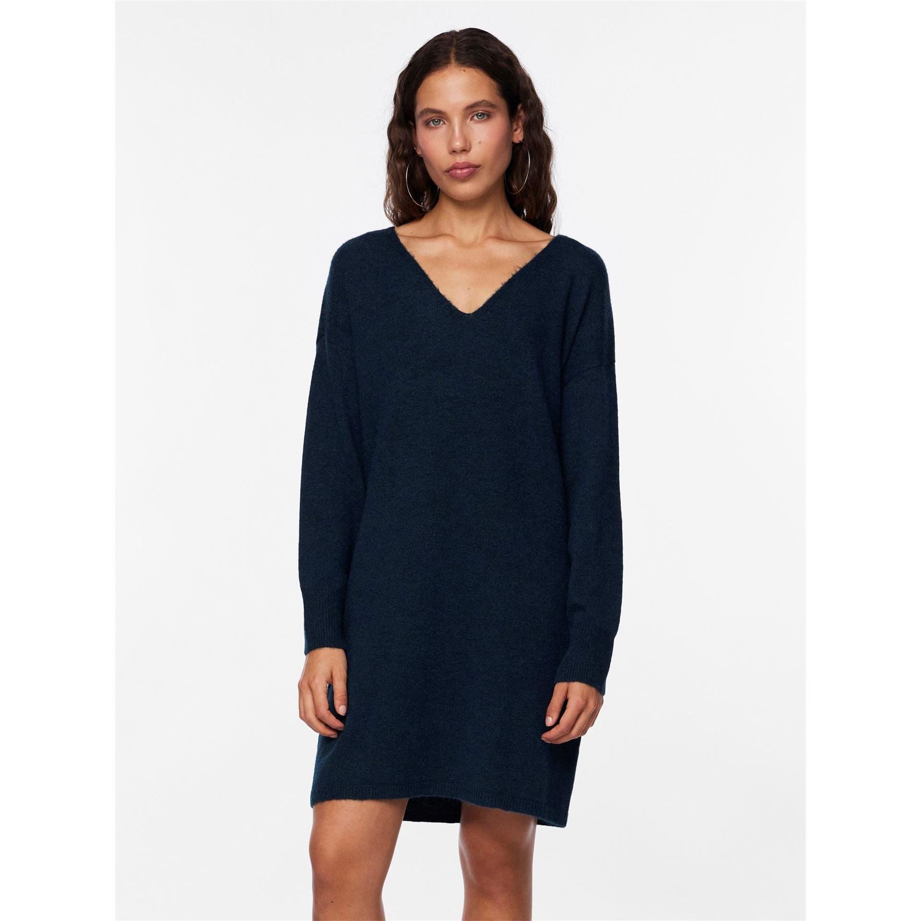 Pieces Knit Turtleneck Long Sleeve Midi Sweater Dress