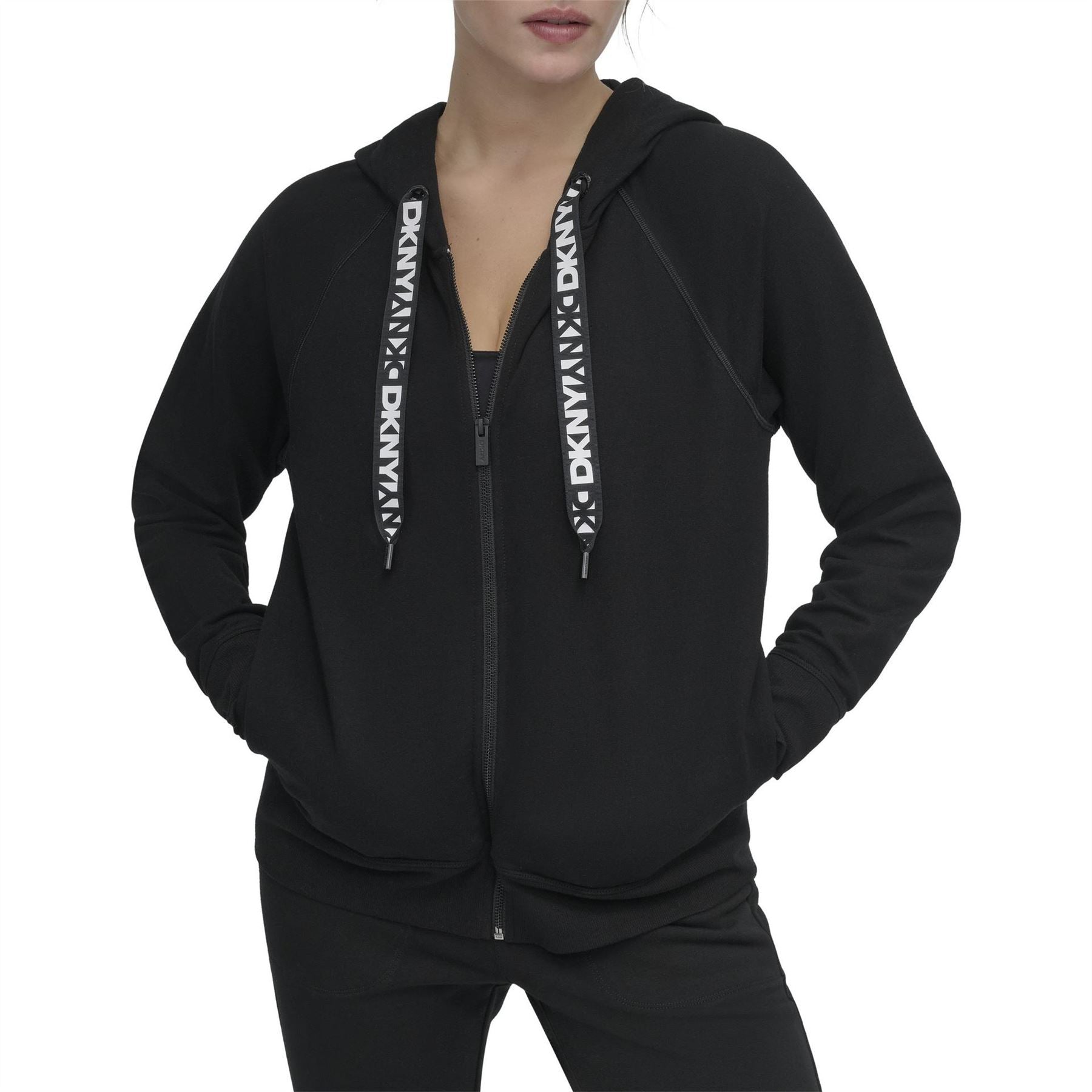 DKNY Tape Logo Sport Cotton Long Sleeve Full Zip Hoodie