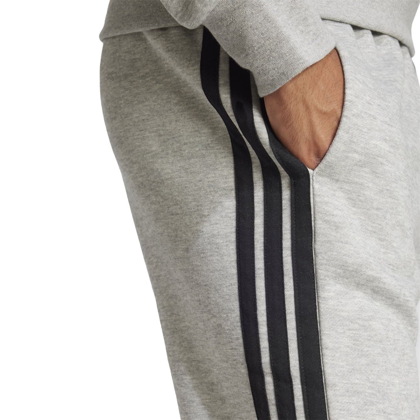 adidas Fleece Tapered Cuff 3 Stripes Joggers M