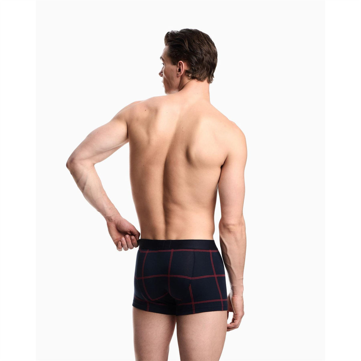 Emporio Armani Plaid Patterned Trunk with Contrast Stitch