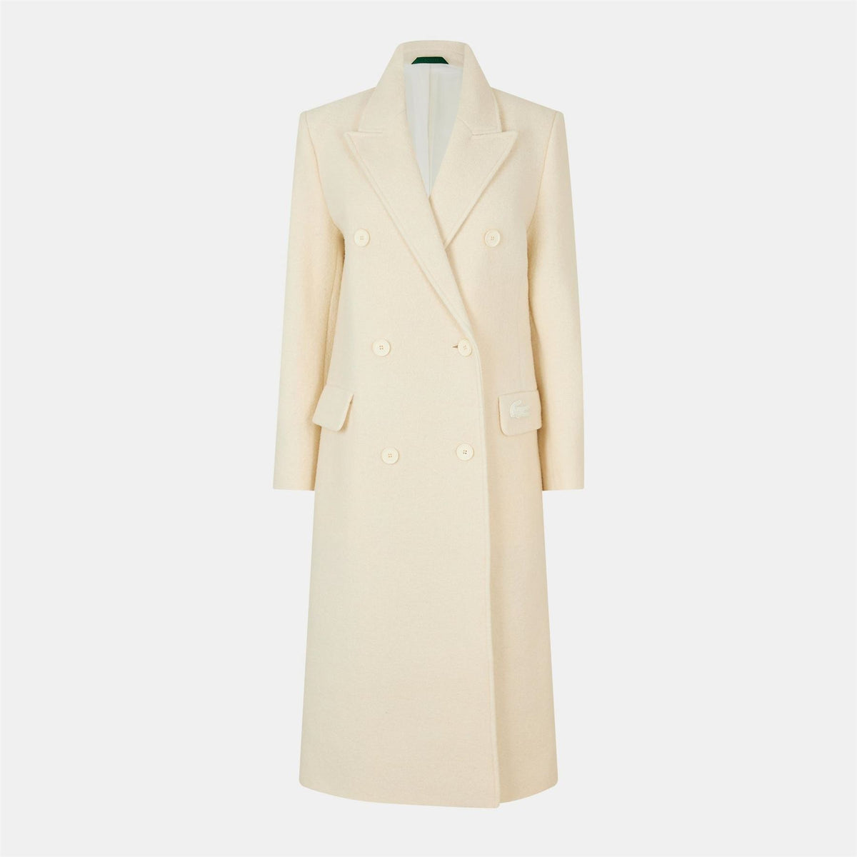 Lacoste Solid Patterned Double Button Lapel Collared Over Coat