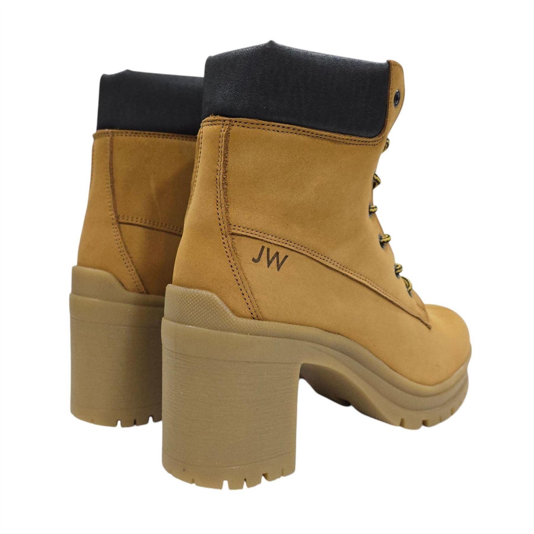 Jack Wills Premium Leather Block Heel Lace Up Ankle Boots