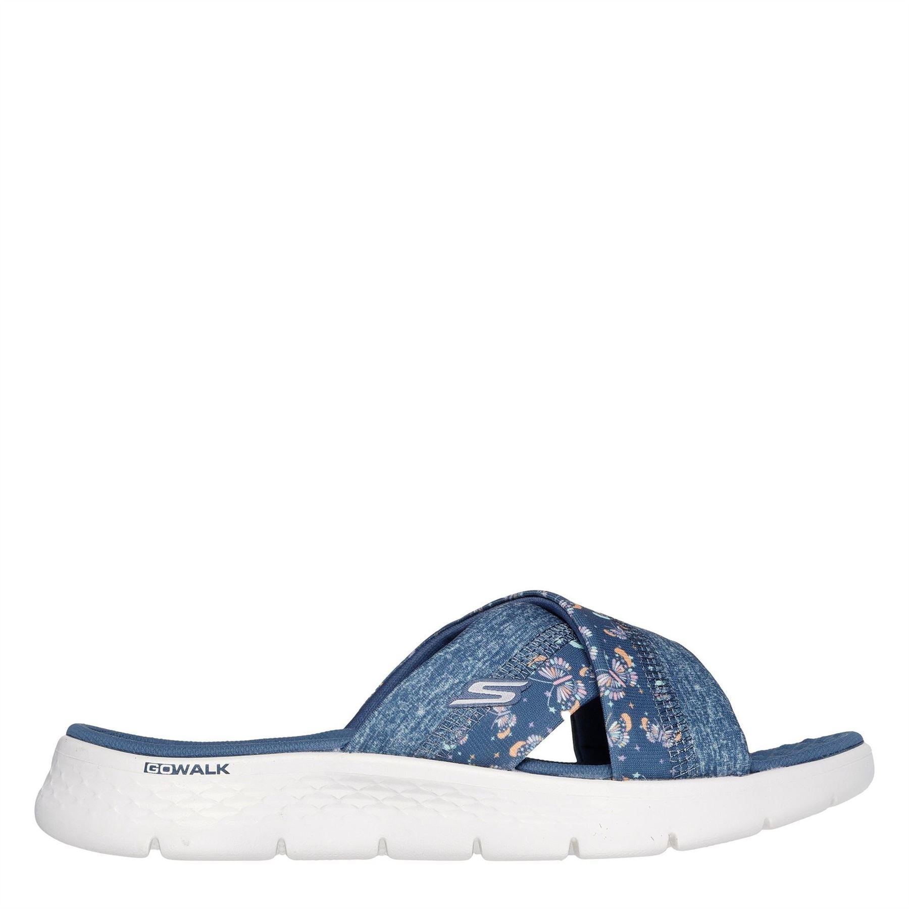 Skechers Womens Butterfly Print Memory Foam Straps Flat Sandals