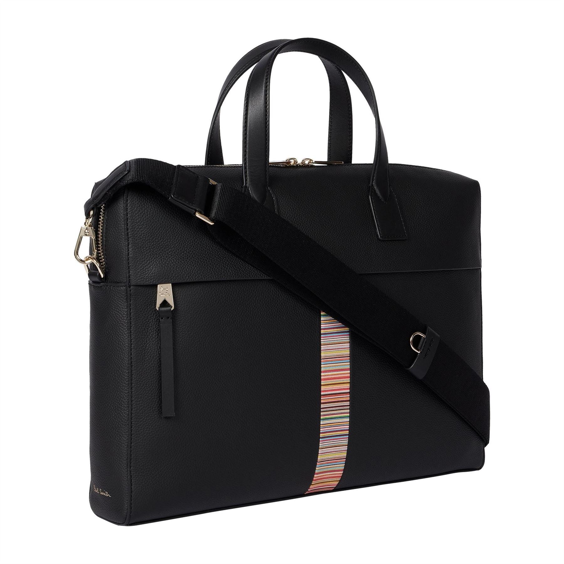 Paul Smith Striped Patterned Rectangle Briefcase with Gold Tone Hardware