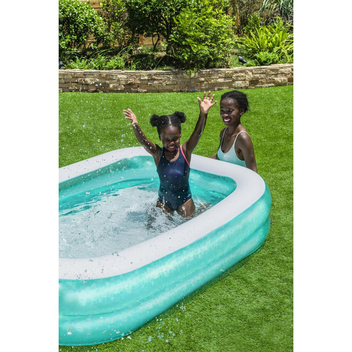 Bestway 6 Ft 7 In X 57.5 In X 19 In Teal Rectangular Inflatable Family Pool
