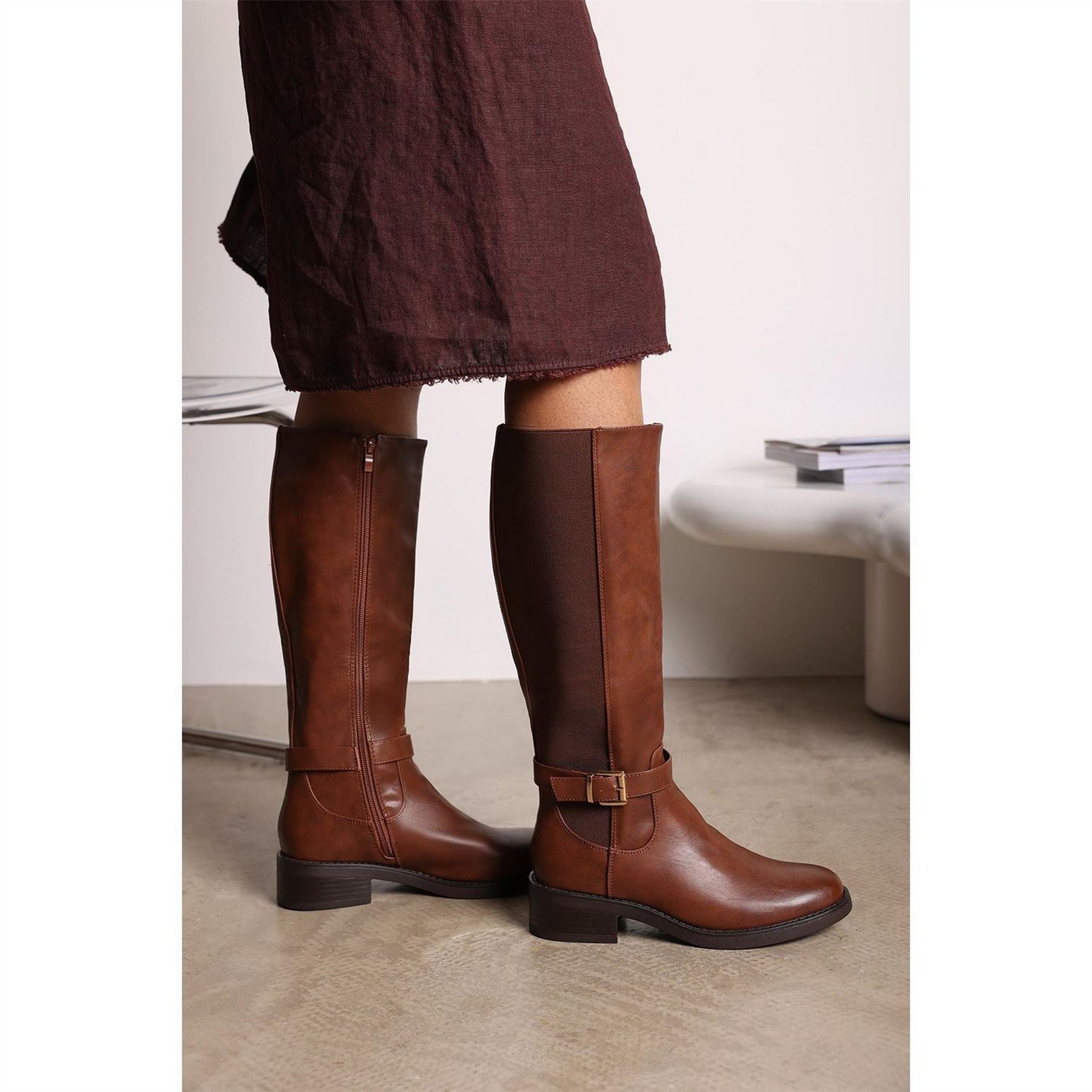 Wheres That From Knee High Boots With Buckle Detail
